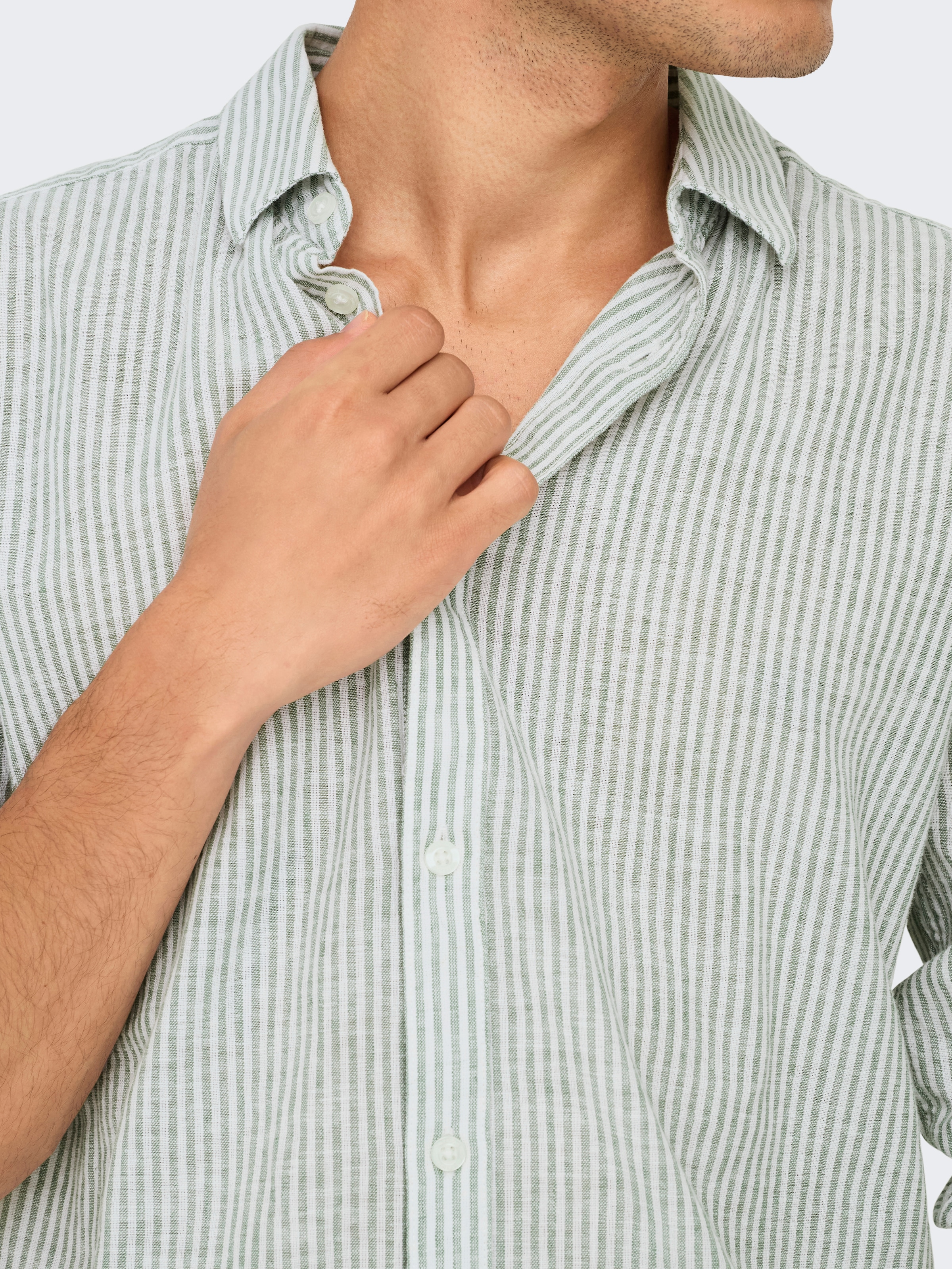 ONLY & SONS Kurzarmhemd »ONSCAIDEN LS STRIPE LINEN SHIRT 660 NOOS«