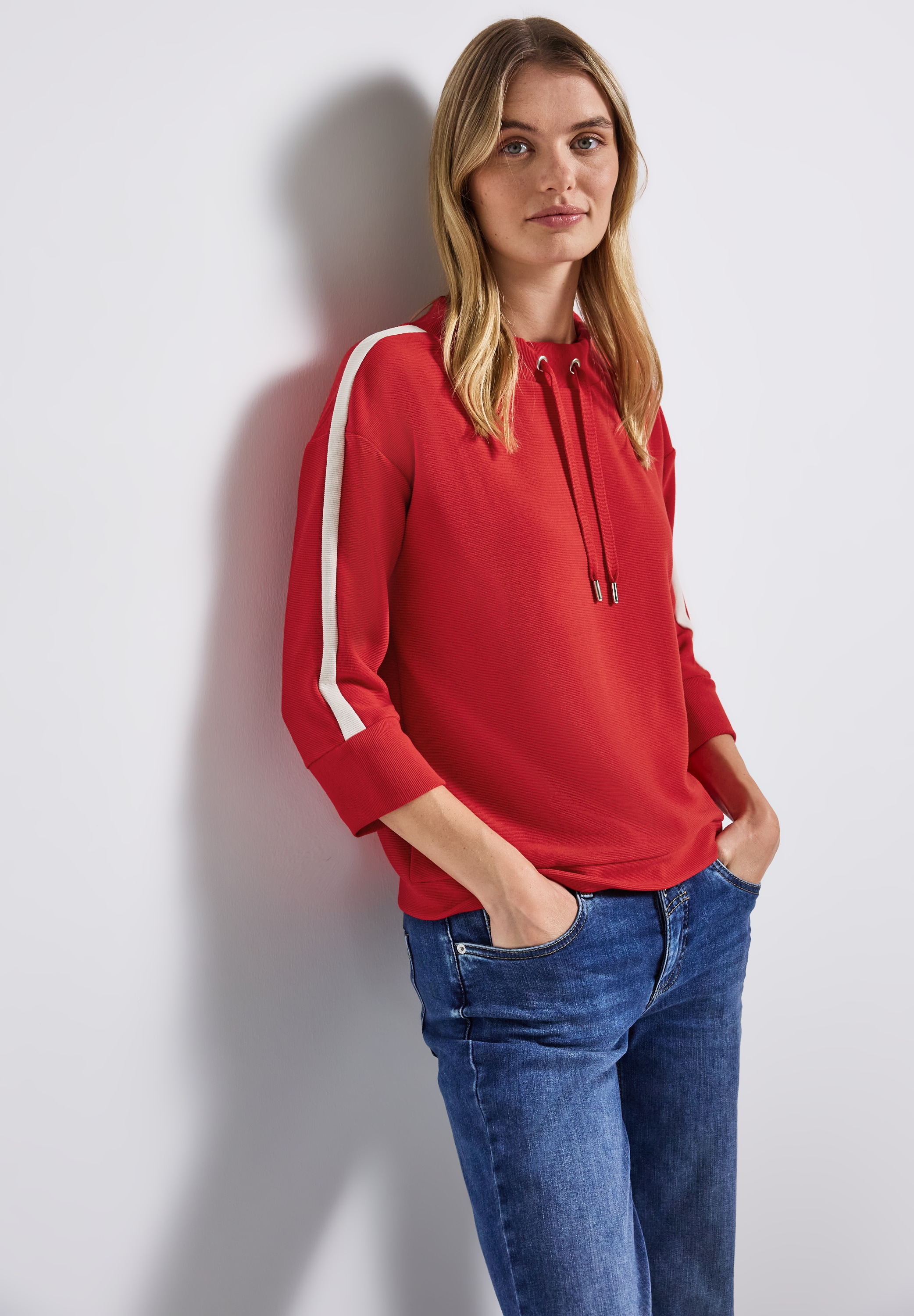 STREET ONE Kapuzensweatshirt, Ottoman Shirt mit Tape günstig online kaufen