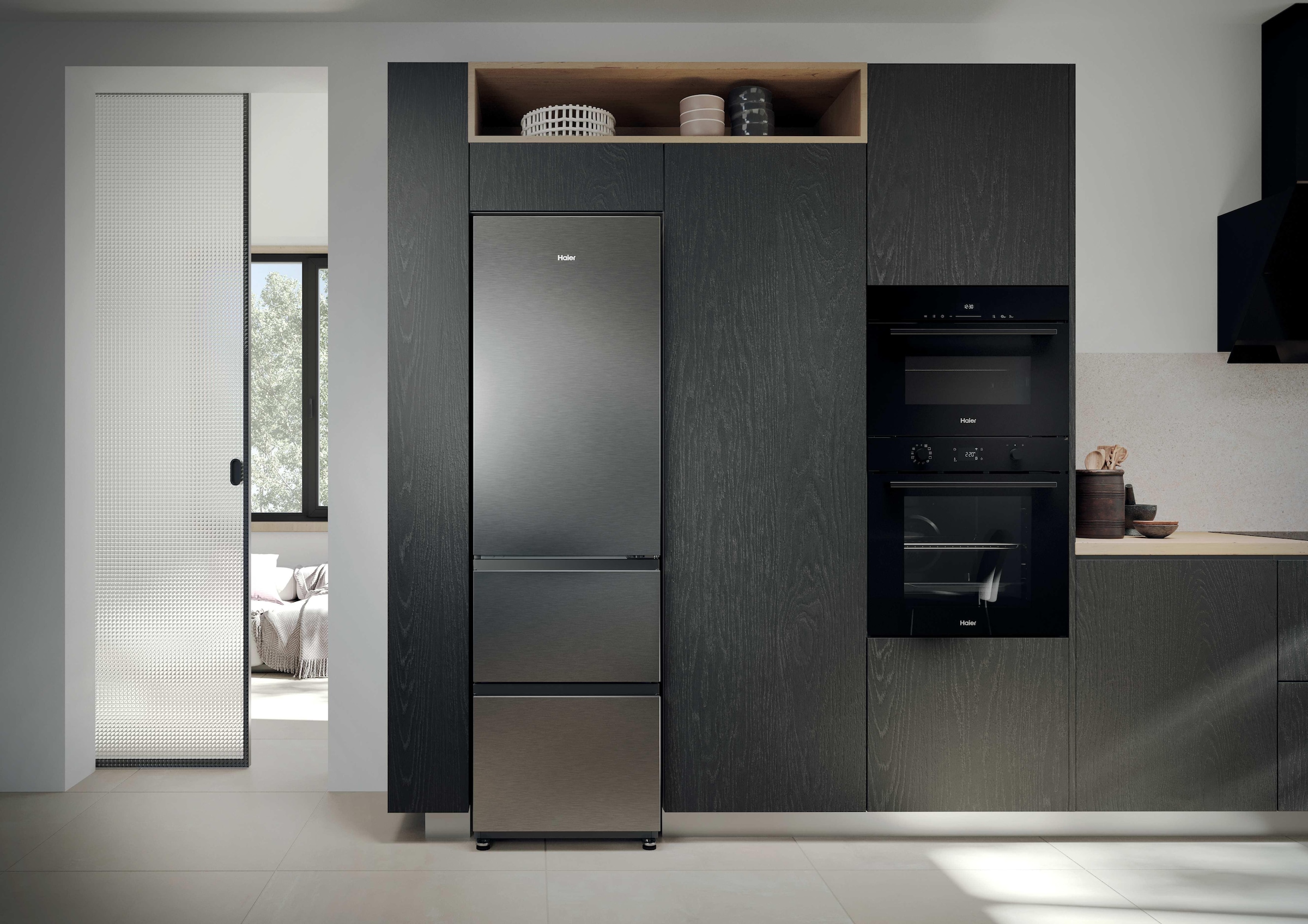 Haier Kühl-/Gefrierkombination Combi 3D 55 »HTR3518ENMX« 185 cm hoch 54,5 cm breit Easy Access-Gefrierschubladen: Alles schnell gefunden