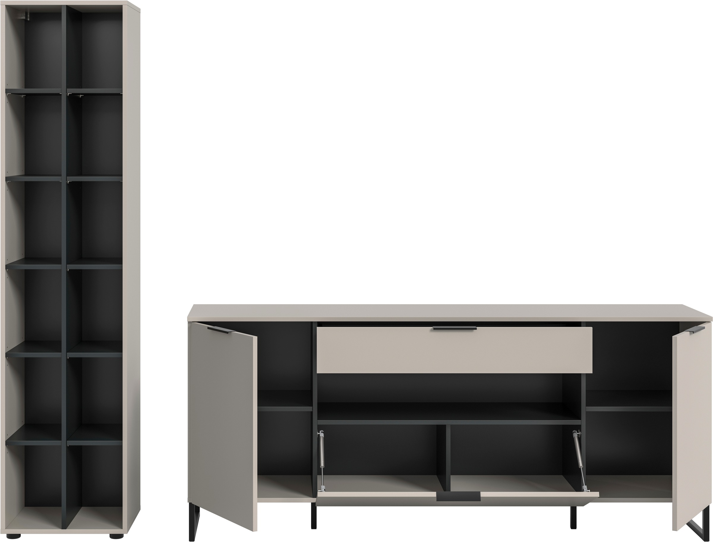 INOSIGN Wohnwand »Adio, Wohnkombination 245 cm Breit«, (Set, 2 St.), Adio, Wohnkombination 2tlg. Kashmir NB, Regal, Sideboard
