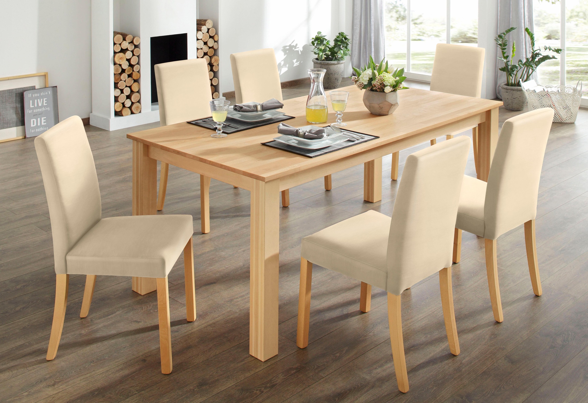 Home affaire Essgruppe Set, 7 Stk. tlg. Tischgruppe im Landhaus Stil, Tisch günstig online kaufen