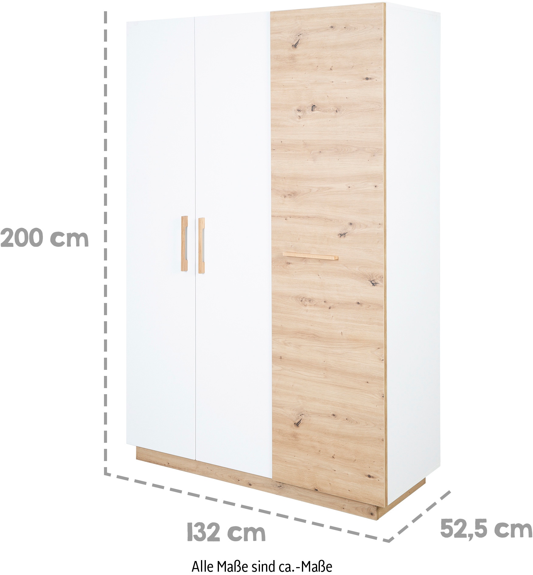 roba® Babyzimmer-Komplettset »Lion«, (Set, Babybett 70x140 cm, Wickelkommode & Kleiderschrank 3-türig), moderne & zweifarbig - Gitterbett: umbaubar, höhenverstellbar