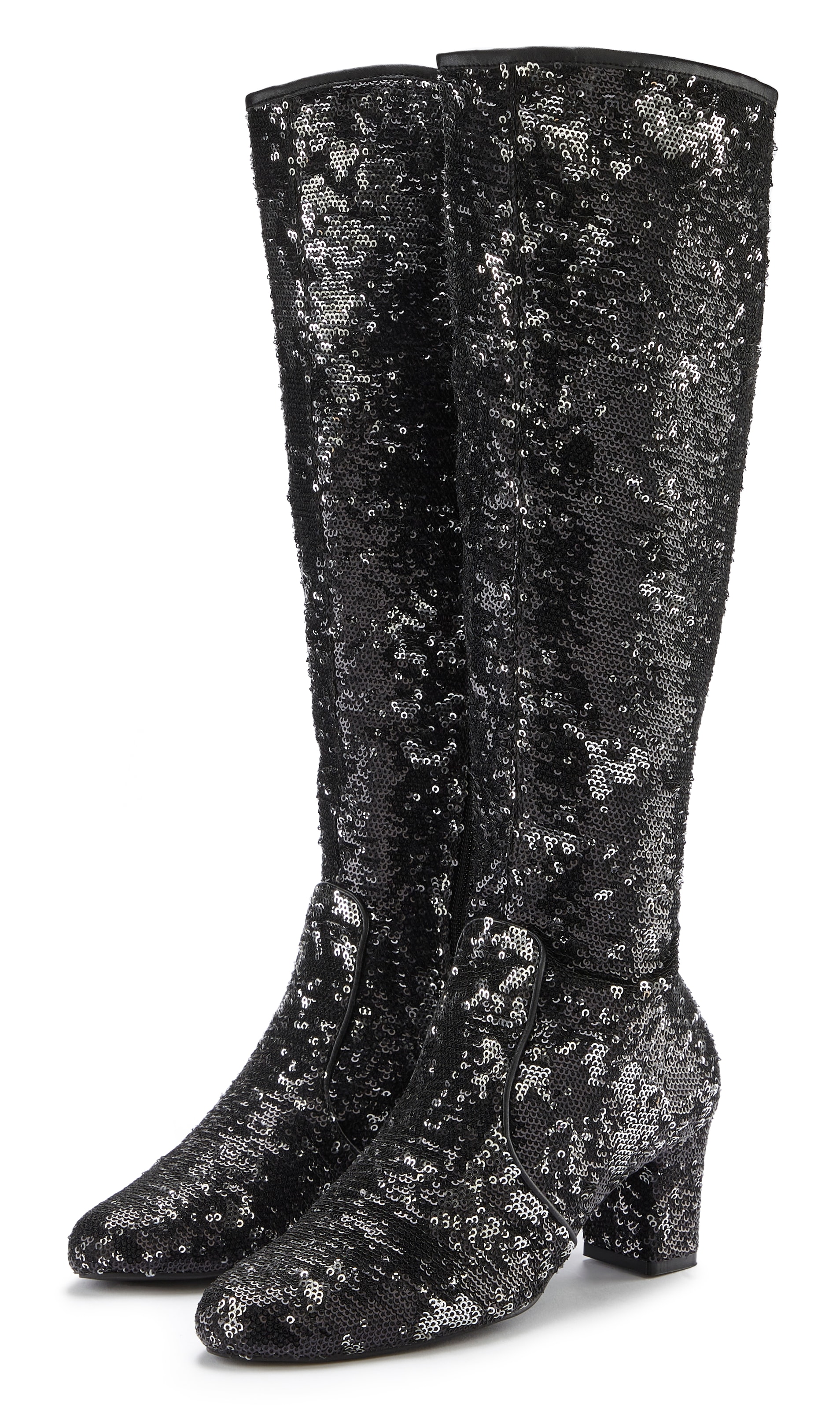 LASCANA Belle Affaire Stiefel, Langer Stiefel, Stiefelette, Pailletten, Blockabsatz, Glitzer-Stiefel