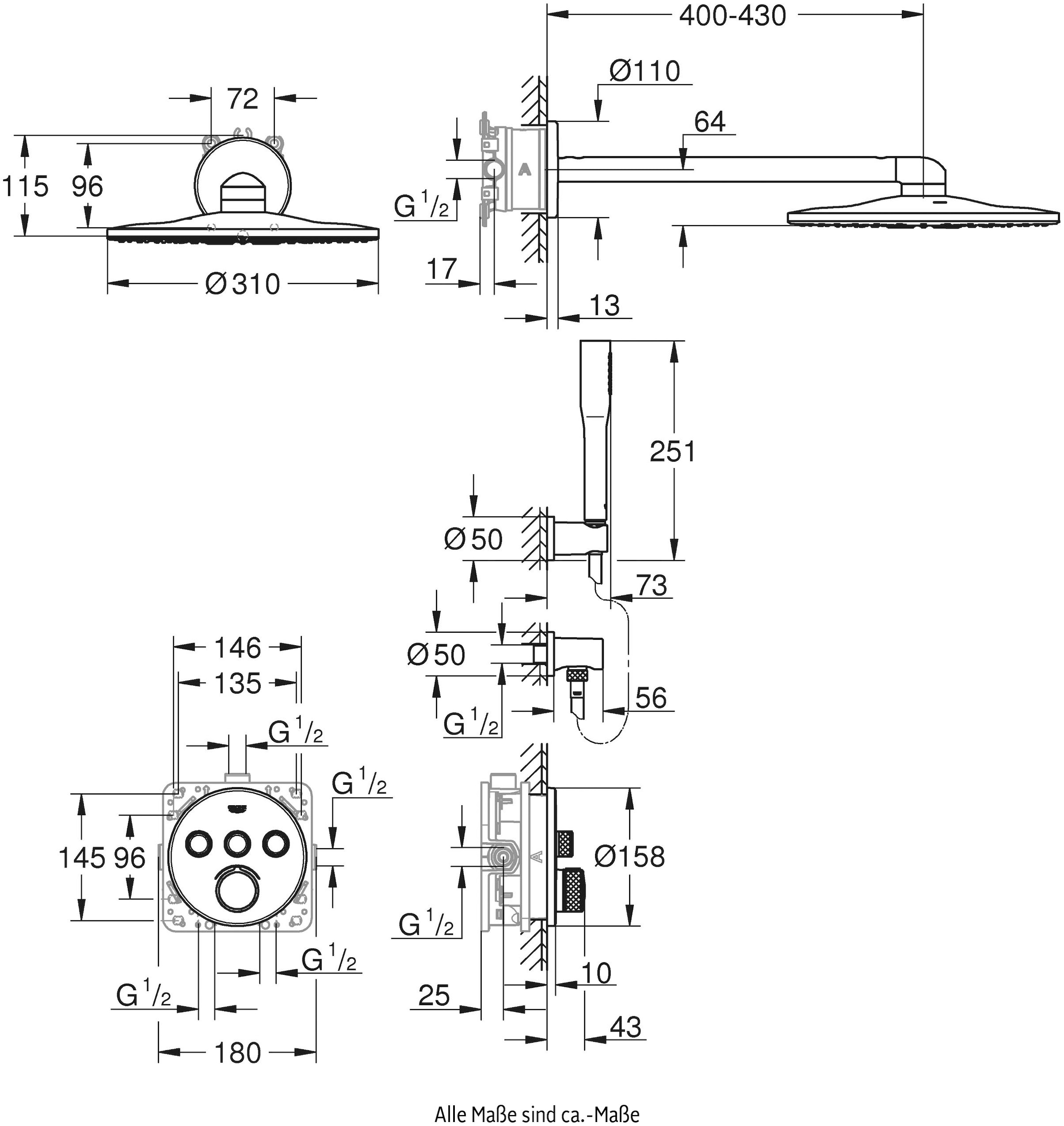 Grohe Duschsystem »Smart Control«, (Packung), mit langlebieger und scheinender Oberfläche