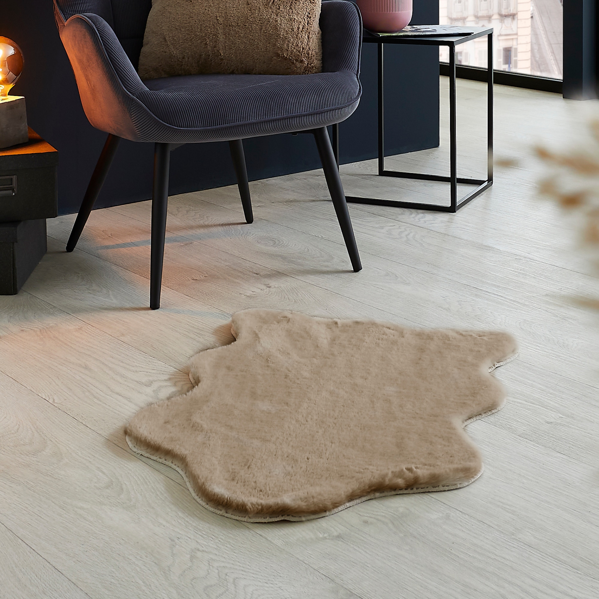 Fellteppich OTTO HOME "Lugano", grau (taupe), B:55cm H:30mm L:80cm, Polyester, Teppiche, Fellteppich, Kunstfell, Uni Farben, weich & kuschelig, auch als 2er Set erhältlich