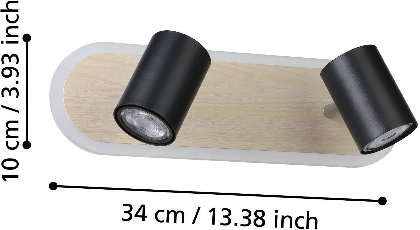 EGLO Deckenleuchte »Rimbocchi Deckenlampe, Metall und Holz-Optik, Spotbalken schwenkbar« LED-Modul 1 Stk. Warmweiß Spot - L34 x B10 x H15 cm - schwarz, braun - 12W inkl.