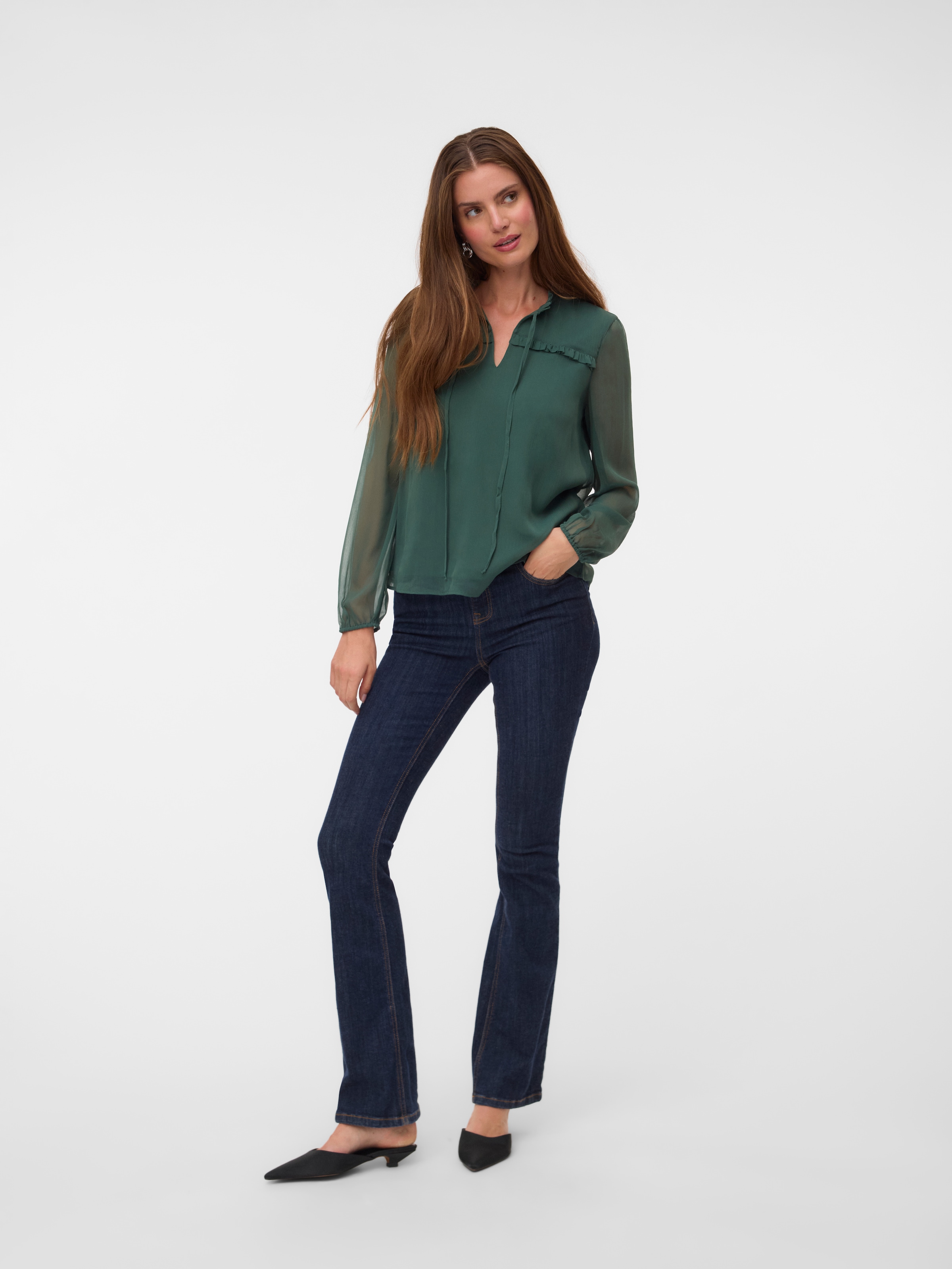 Vero Moda Chiffonbluse »VMMILLA LS TOP WVN GA NOOS« Kunstfaser, regular fit