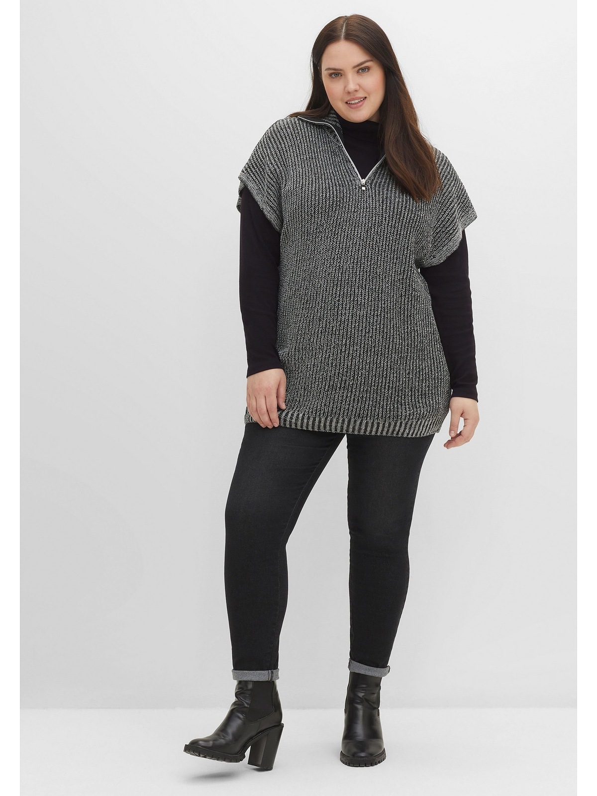 Sheego Langarmshirt »Große Größen«, mit Rollkragen, in A-Linie