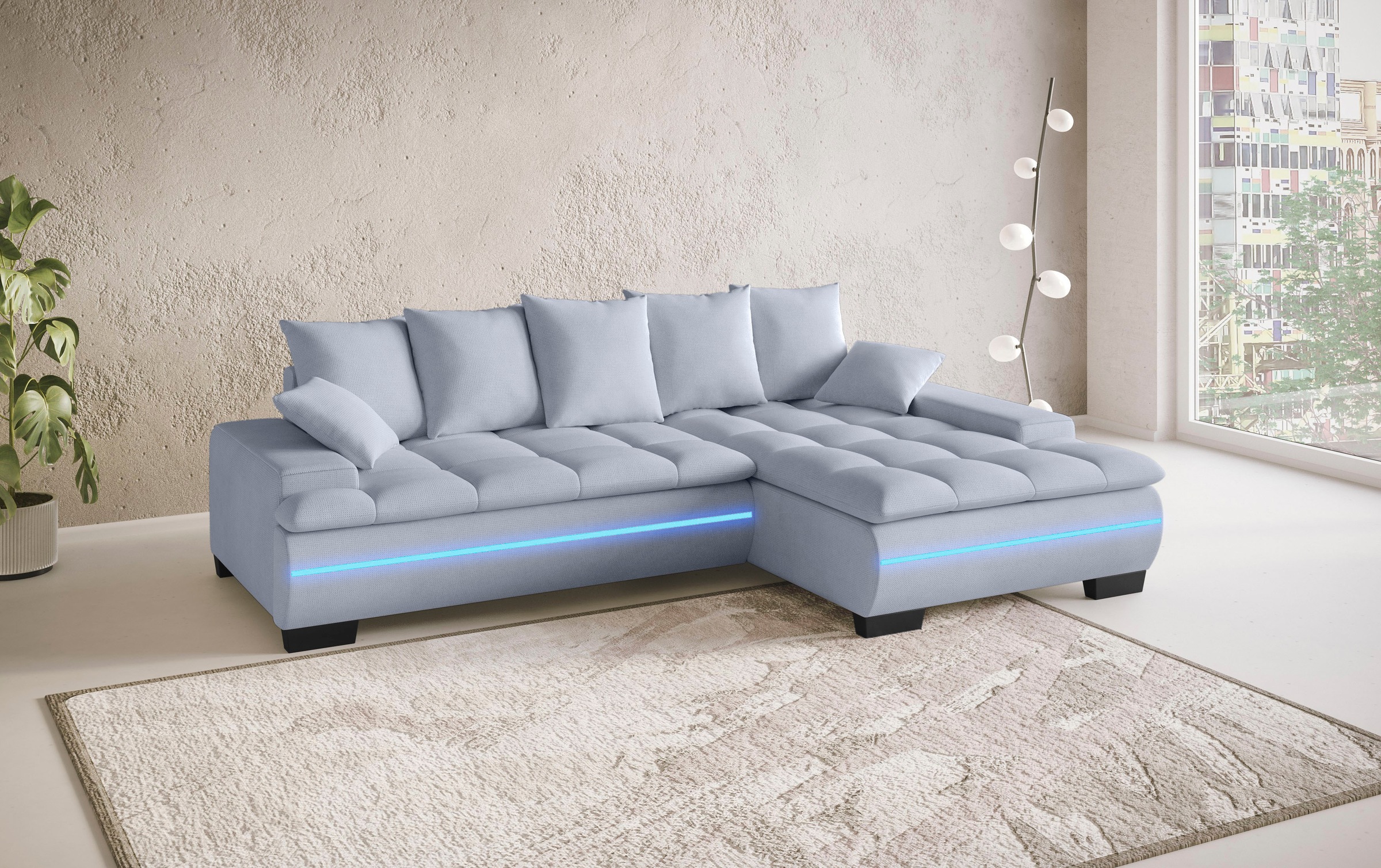 Mr. Couch Ecksofa »Haiti II, L-Form«, RGB-LED Beleuchtung, Kaltschaum, wahlweise mit Bett, Bettkasten