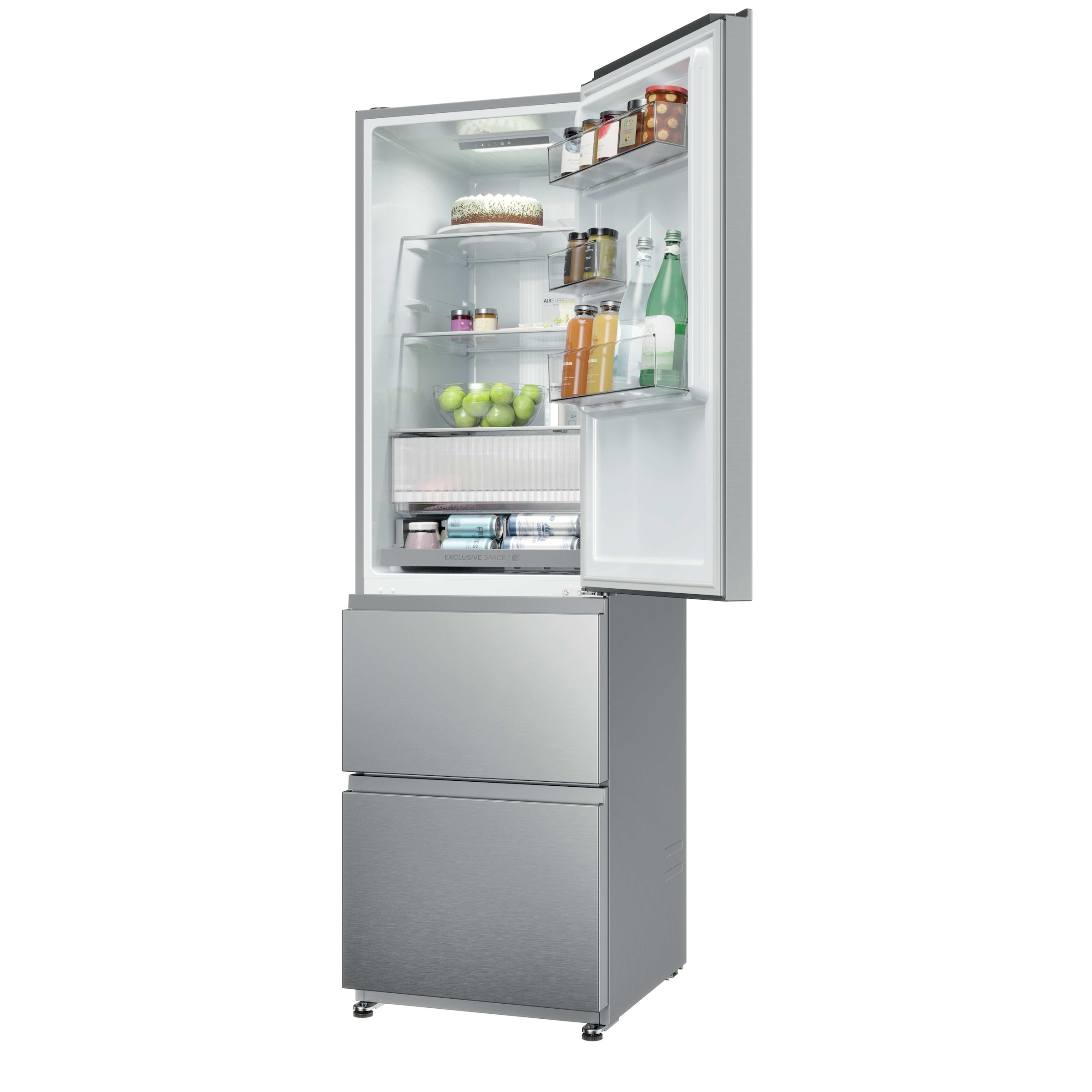 Haier Kühl-/Gefrierkombination Combi 3D 55 »HTR3518ENMX« 185 cm hoch 54,5 cm breit Easy Access-Gefrierschubladen: Alles schnell gefunden