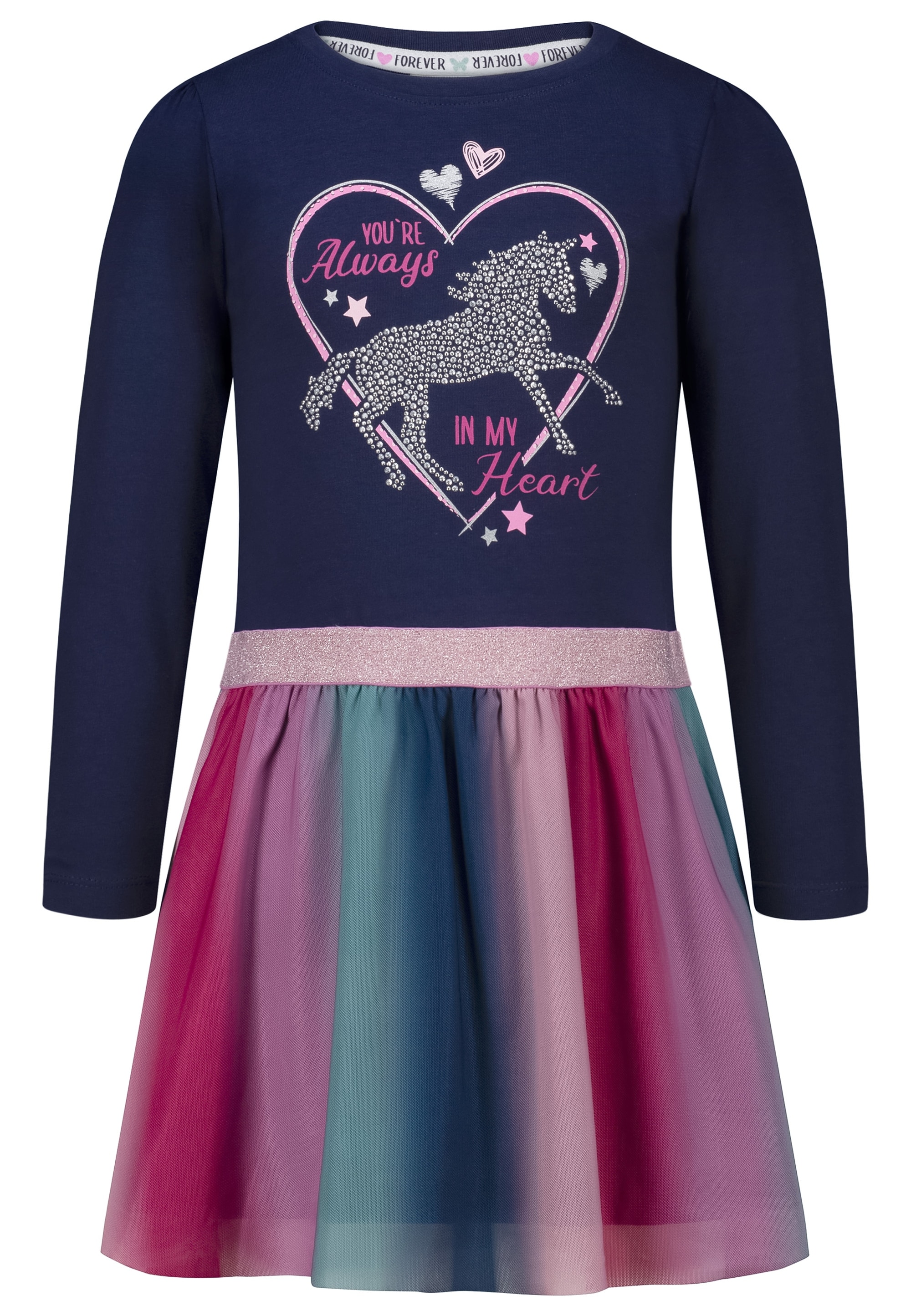 SALT AND PEPPER Jerseykleid, mit Pferde-Druck und Glitzerbund