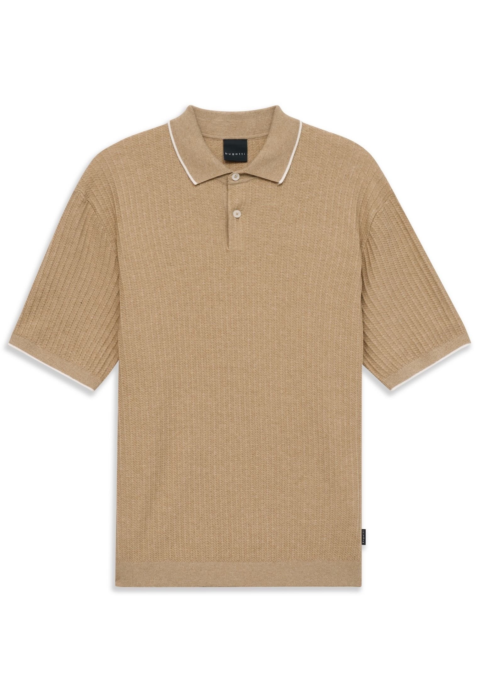 Poloshirt BUGATTI "kurzarm", Damen, Gr. XL, 40, beige, 50% Baumwolle, 50% Polyester, unifarben, regular fit, ohne Ausschnitt, Shirts, gestrickt in Regular Fit