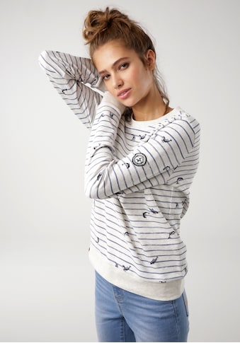 KangaROOS Sweatshirt, mit maritimen Alloverdruck - NEUE KOLLEKTION kaufen