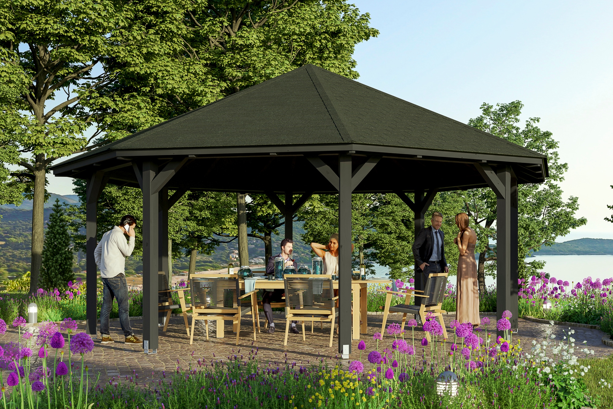 Skanholz Pavillon "Nice 4", 8-Eck, BxT: 630x630 cm günstig online kaufen