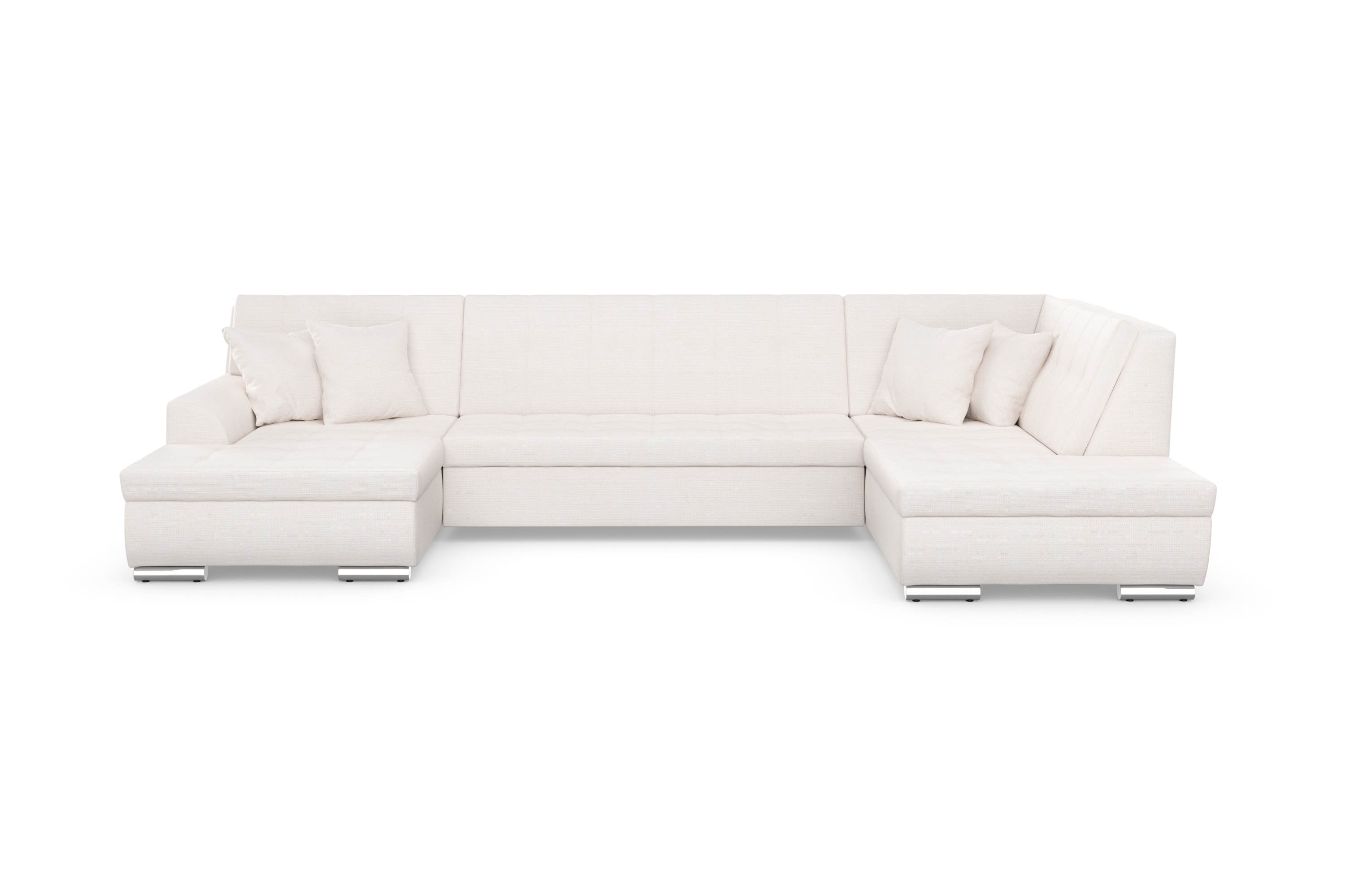 DOMO collection Wohnlandschaft "TREVISO inkl. Zierkissen, moderne Steppung, XXL: 364x201x83 cm" wahlweise mit Bettfunktion, in vielen Bezugsarten auch in Cord U-Form