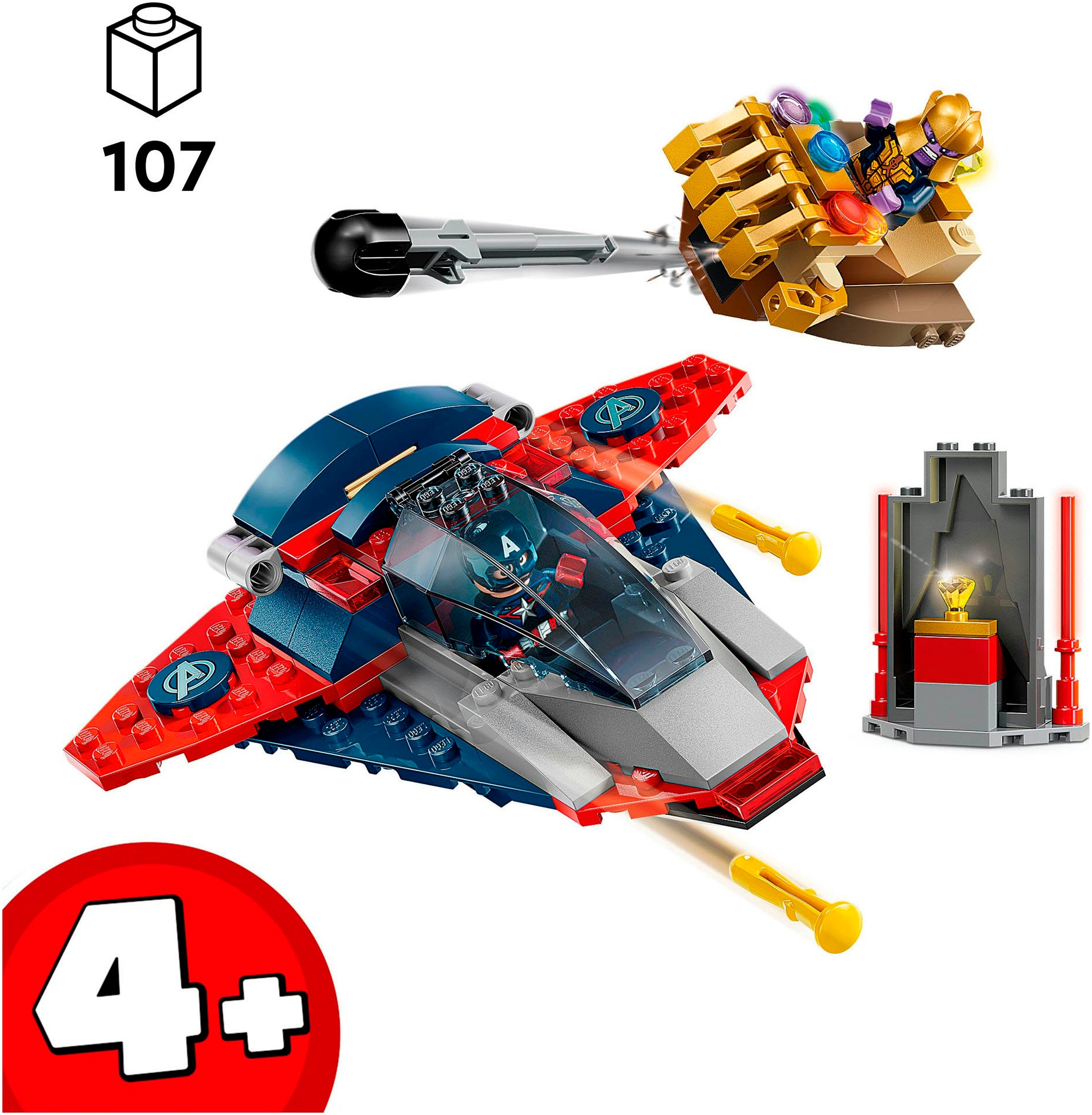 LEGO® Konstruktionsspielsteine »Captain America vs. Thanos (76319), LEGO Super Heroes«, (107 St.), Made in Europe