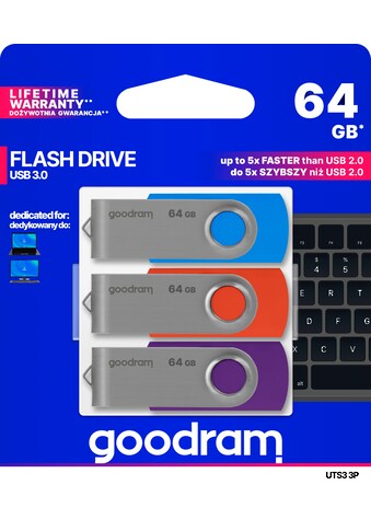 USB-Stick »UTS3 MIX 64GB USB 3.0 3 PACK«, (USB 3.0 Lesegeschwindigkeit 60 MB/s)