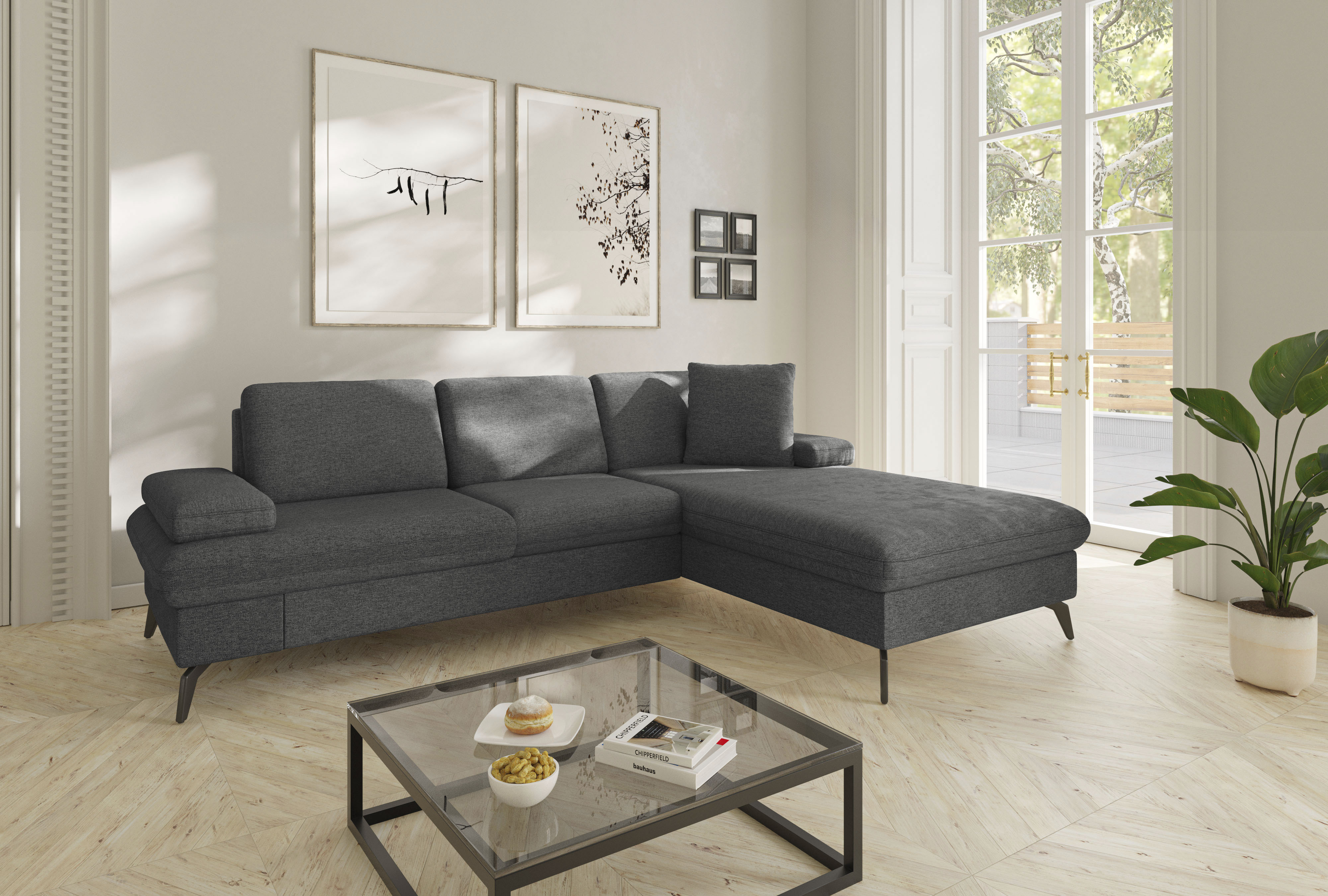 sit&more Ecksofa "Morris Jubi L-Form, B: 247 cm" mit Armteilfunktion & 1 Zierkissen, optional Schlaffunktion