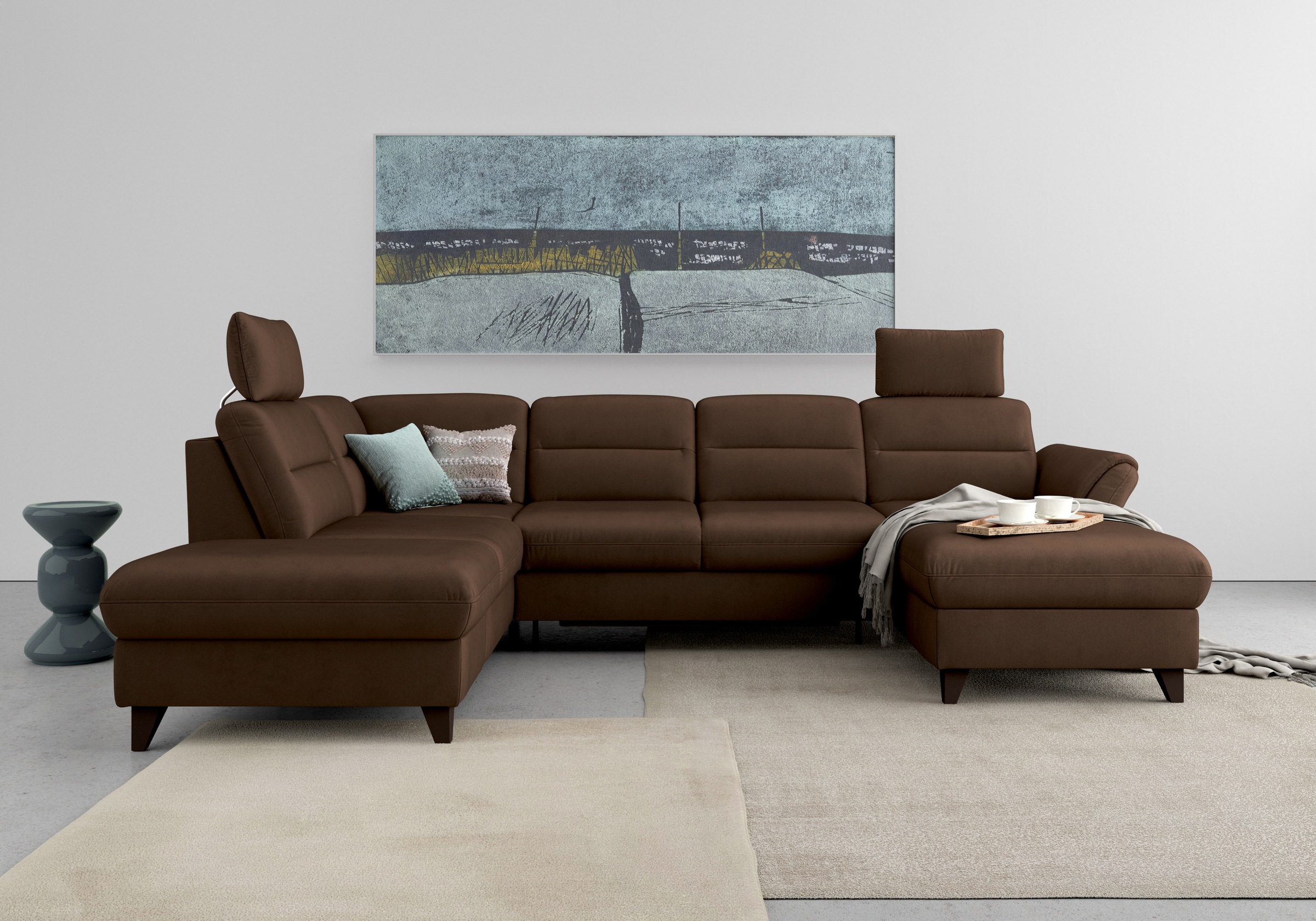 sit&more Wohnlandschaft »Mellum U-Form«, Federkern, wahlweise mit Bettfunktion, Stauraum und Armteilfunktion