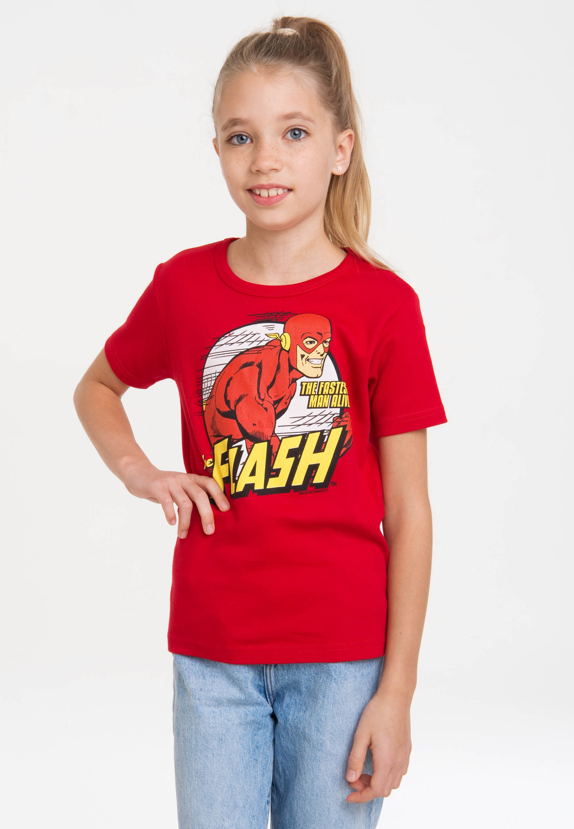 LOGOSHIRT T-Shirt "The Fastest Man Alive" mit coolem Superhelden-Print