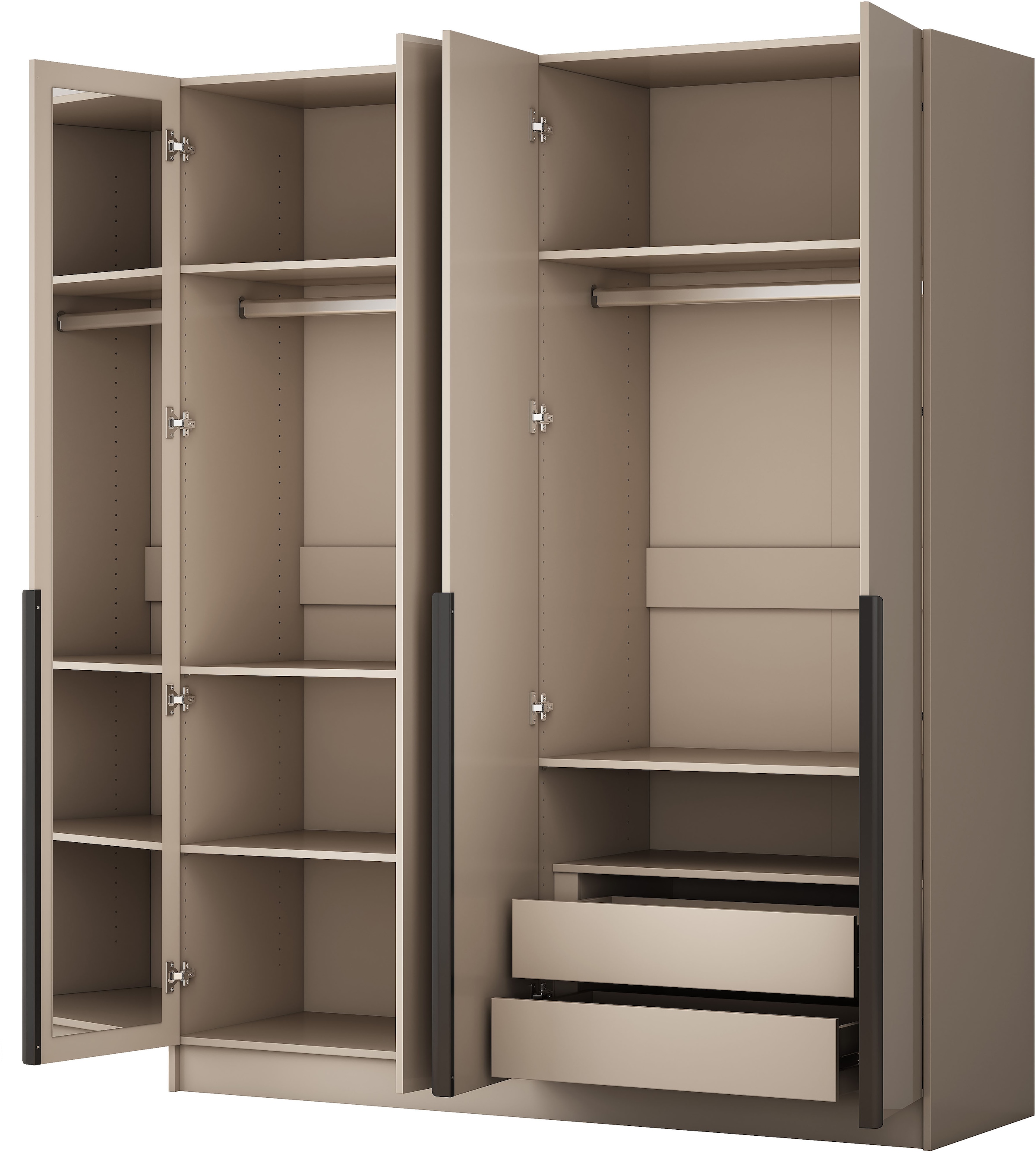 OTTO home Kleiderschrank »Annor Schlafzimmerschrank Breite 162cm hochglanz Schrank Garderobe« Drehtürenschrank mit perfekter Innenausstattung - elegante Türgriffe