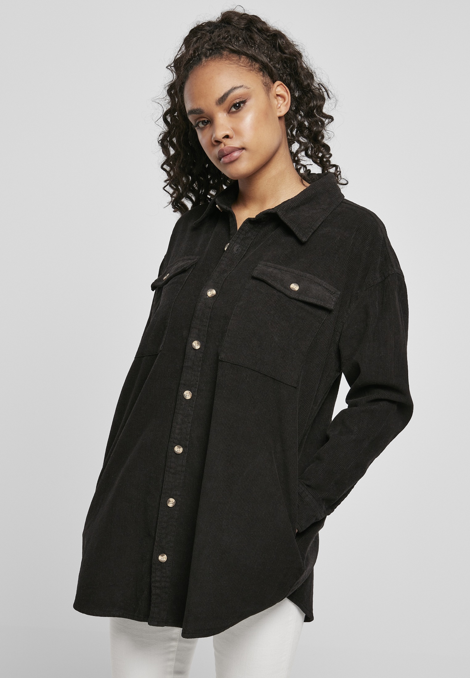 URBAN CLASSICS Hemdbluse »Damen Ladies Long Corduroy Overshirt«