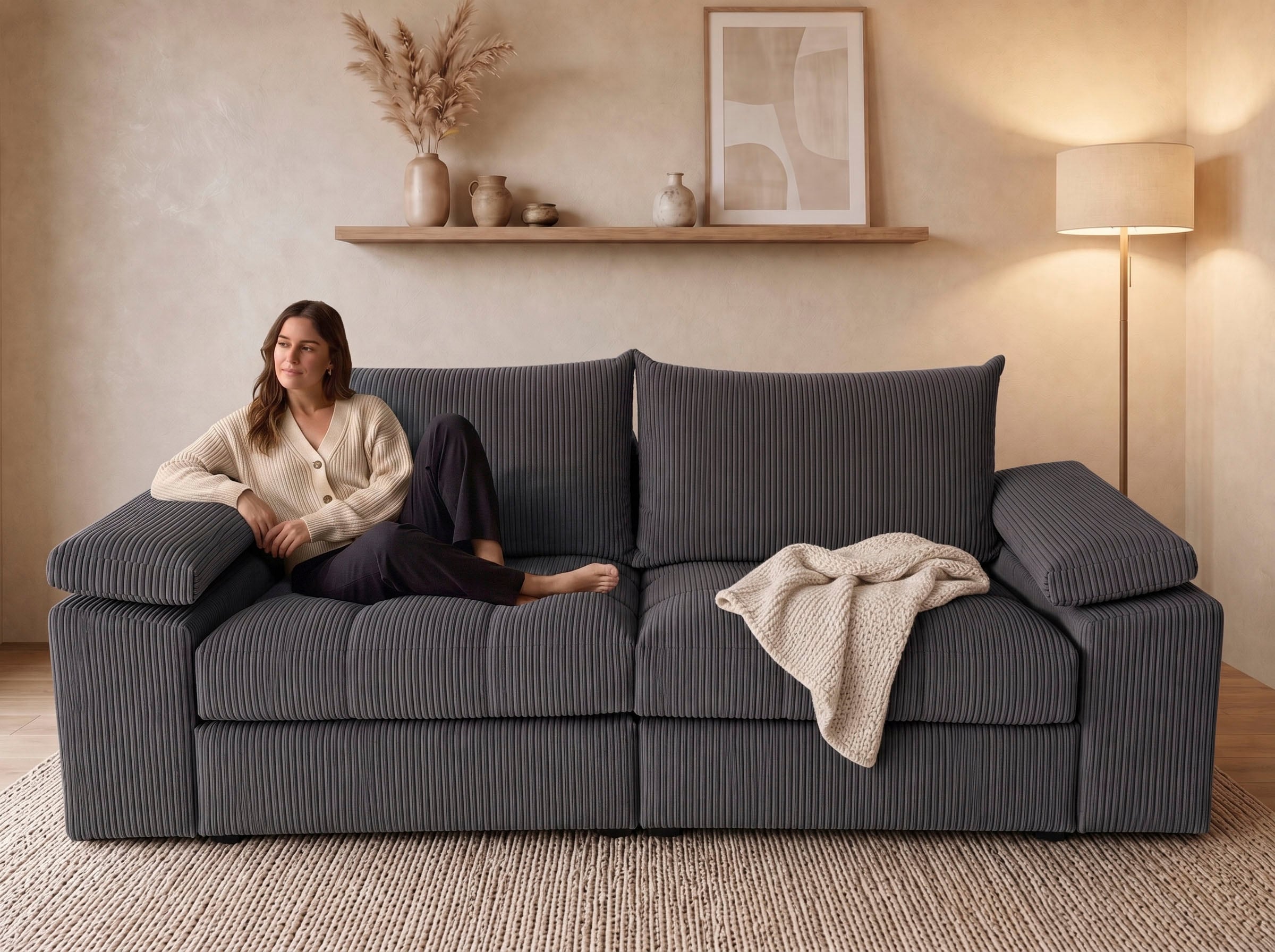 OTTO home Big-Sofa "Soft&Cosy Pik XL, B: 246 cm, Mega Sofa in Cord" Lounge-Komfort mit edler Sitzsteppung, Federkern