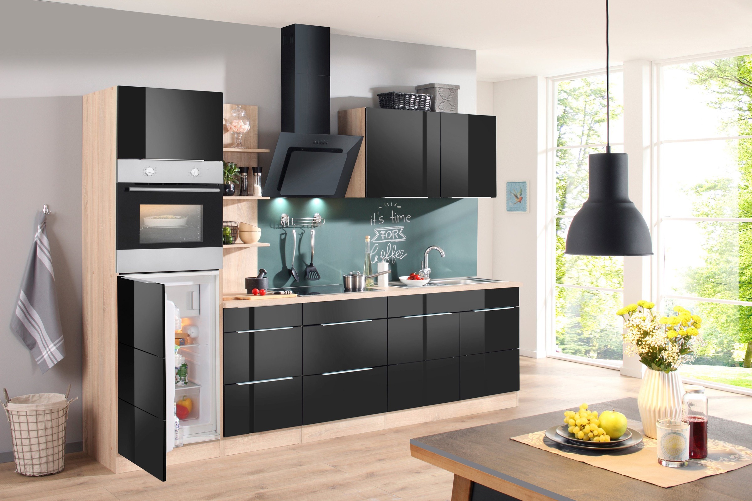 KOCHSTATION Küchenzeile »KS-Brindisi Breite 270 cm«, wahlweise mit E-Geräten und Induktion, mit MDF-Fronten und Regal