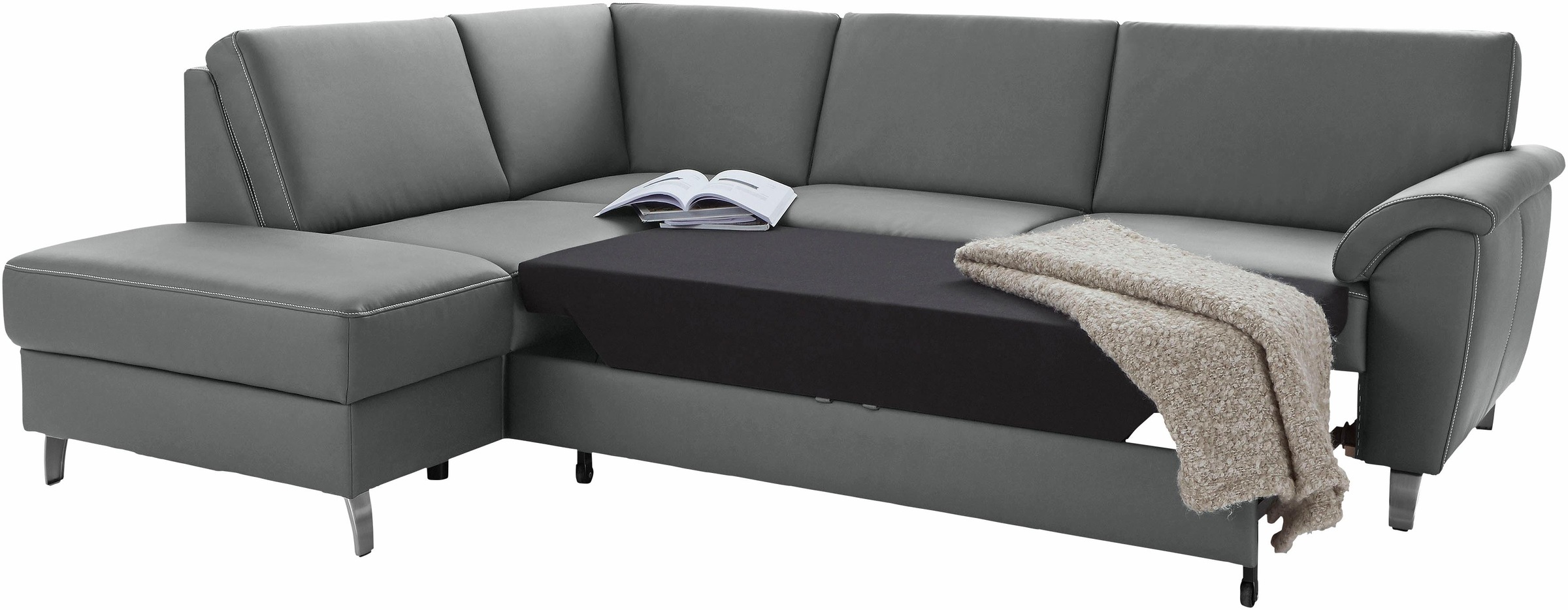 sit&more Ecksofa »Texel L-Form«, mit Federkern, wahlweise mit Bettfunktion und Bettkasten
