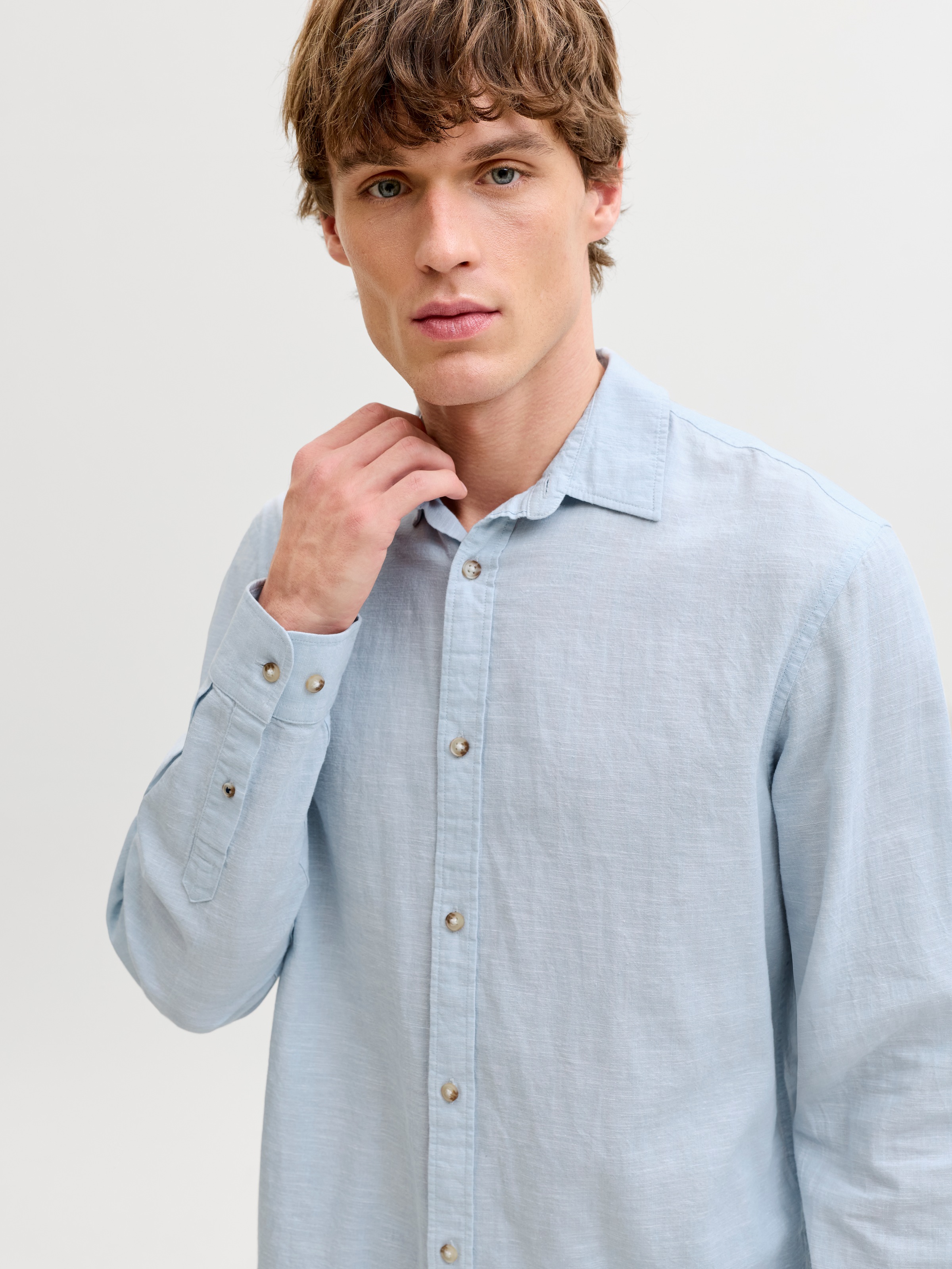 Jack & Jones Langarmhemd "JJESUMMER LINEN BLEND SHIRT L/S SN" Baumwollmisch günstig online kaufen