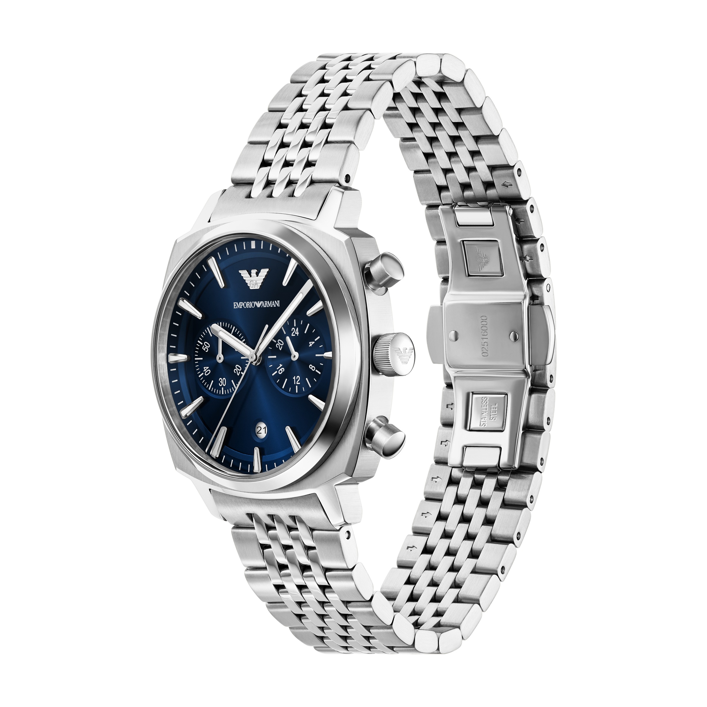 Emporio Armani Chronograph Quarzuhr, Armbanduhr, Herrenuhr, Edelstahlarmband, analog, Tag