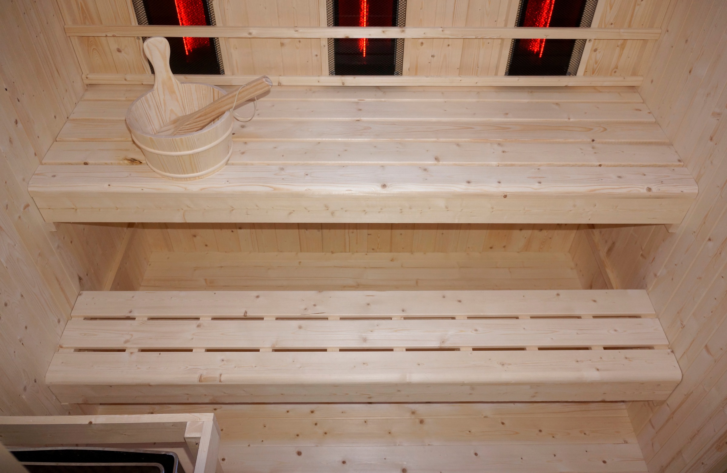 Sanotechnik Sauna »»LAHTI« Außensauna mit Infrarotkabine« geeignet für 6 Personen, Fichetnholz