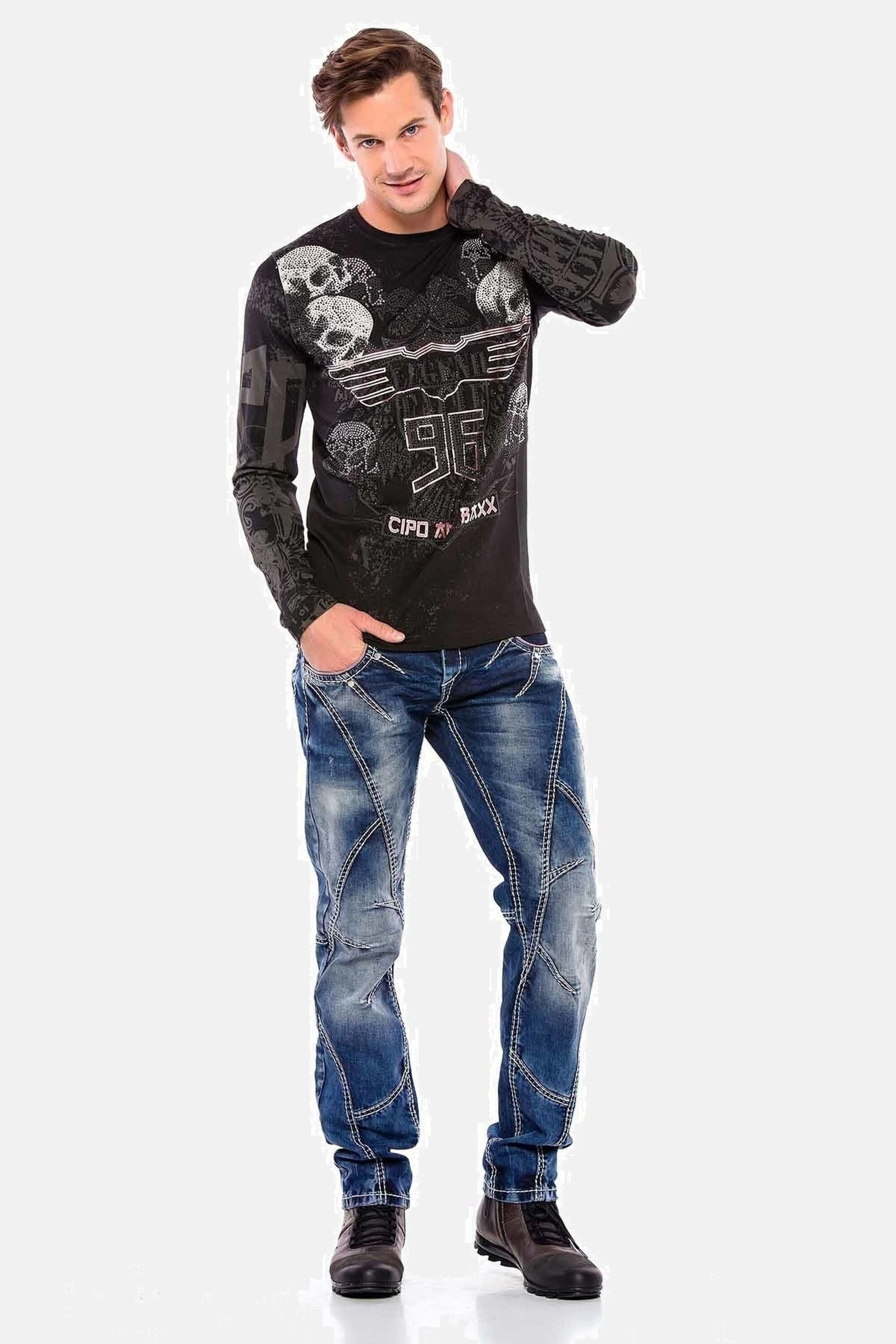 Cipo & Baxx Straight-Jeans »Jeans«, mit trendigen Ziernähten, CD563