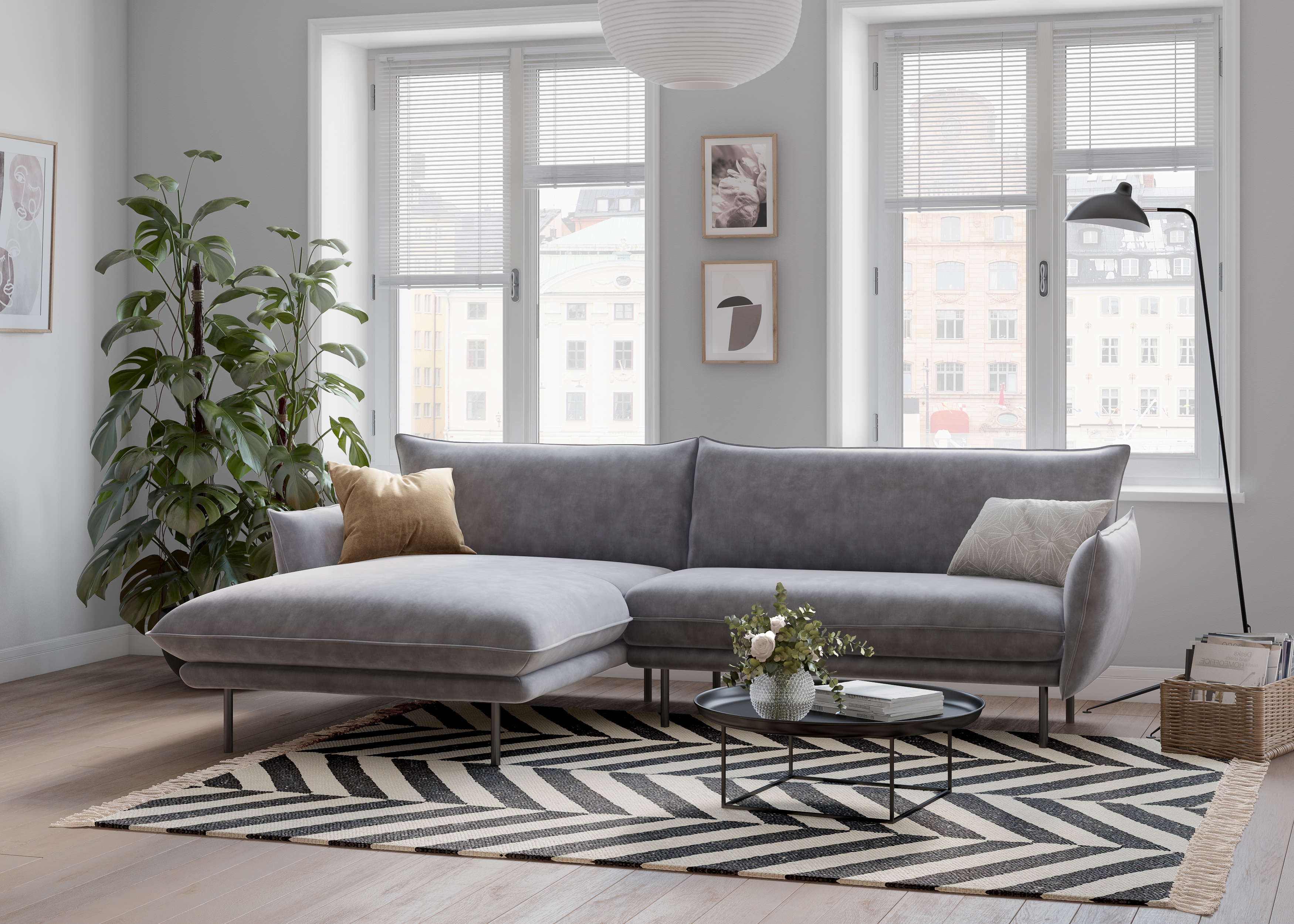 OTTO home Ecksofa "Stine L-Form" Besonderes Design durch Kissenoptik und Keder