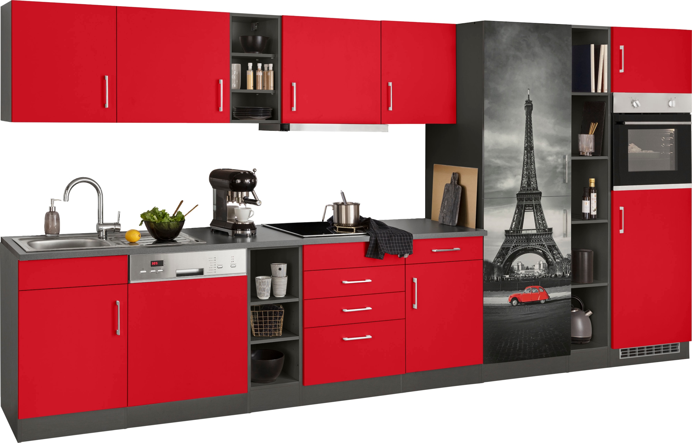 KOCHSTATION Küchenzeile »KS-Paris«, mit E-Geräten, Breite 400 cm