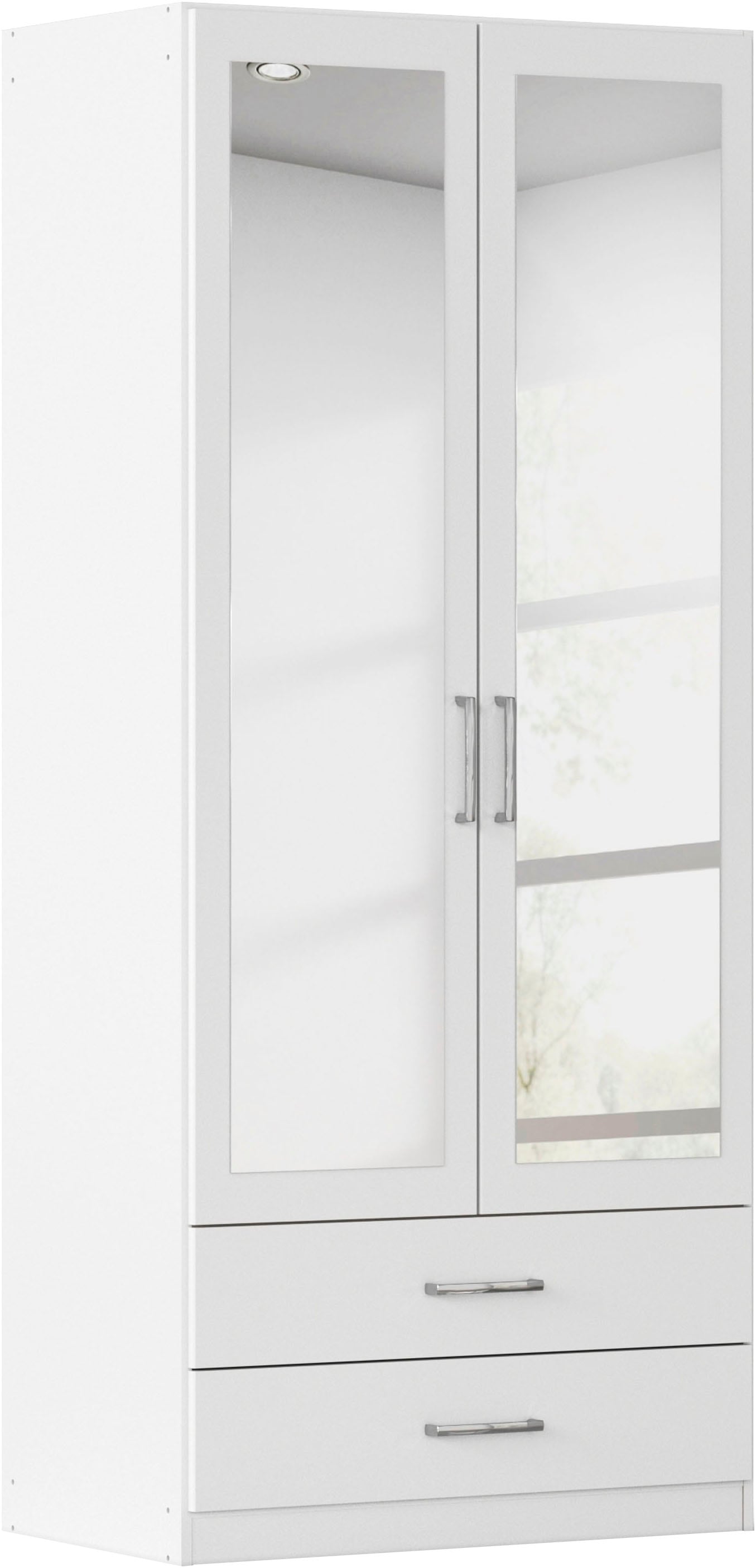 rauch Kleiderschrank "Schrank Garderobe Ankleide GAMMA Breiten 91/136/181/226/271/315/360 cm" in 3 Ausstattungen BASIC/CLASSIC/PREMIUM (inkl. SOFT-CLOSE-Funktion), verschiedene Griff-Varianten, mit Spiegel TOPSELLER MADE IN GERMANY