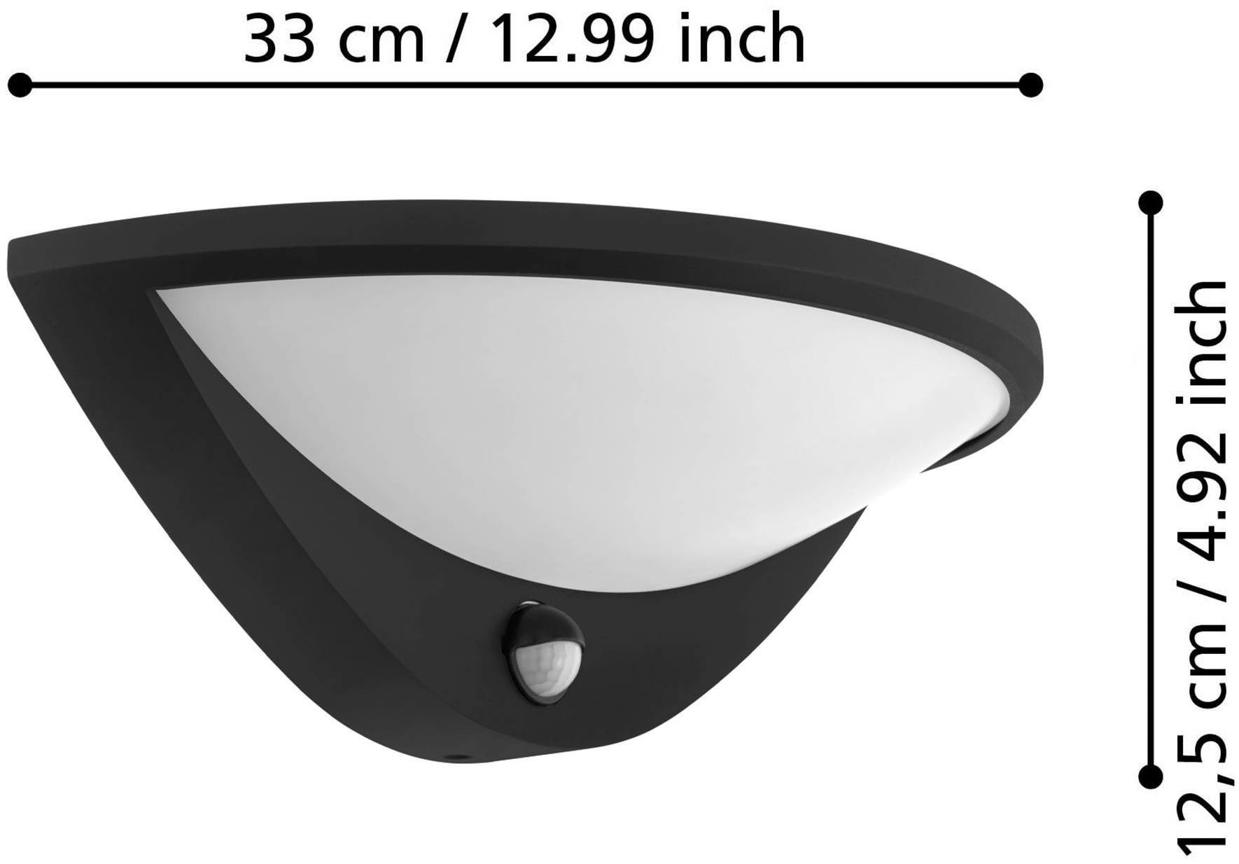 EGLO Wandleuchte »Belcreda Außen-Wandlampe, Außenleuchte, Aluguss und Kunststoff,  IP44« LED-Modul 1 Stk. Warmweiß Wand-/Deckenleuchte - L33 x H12,5 x AL16,5 cm - anthrazit - 9W inkl.