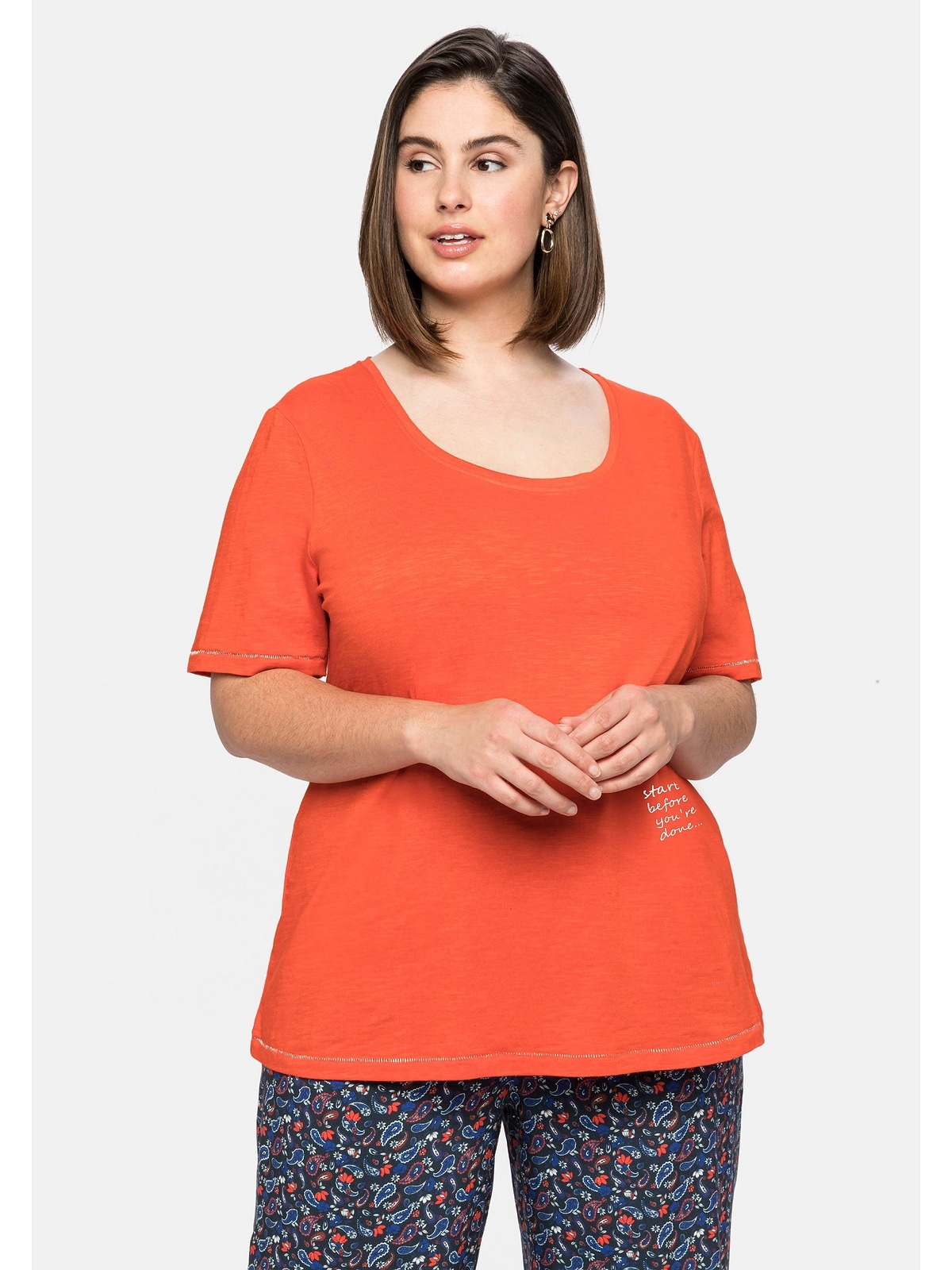 Sheego T-Shirt »Große Größen«, mit silberfarbenen Ziernähten