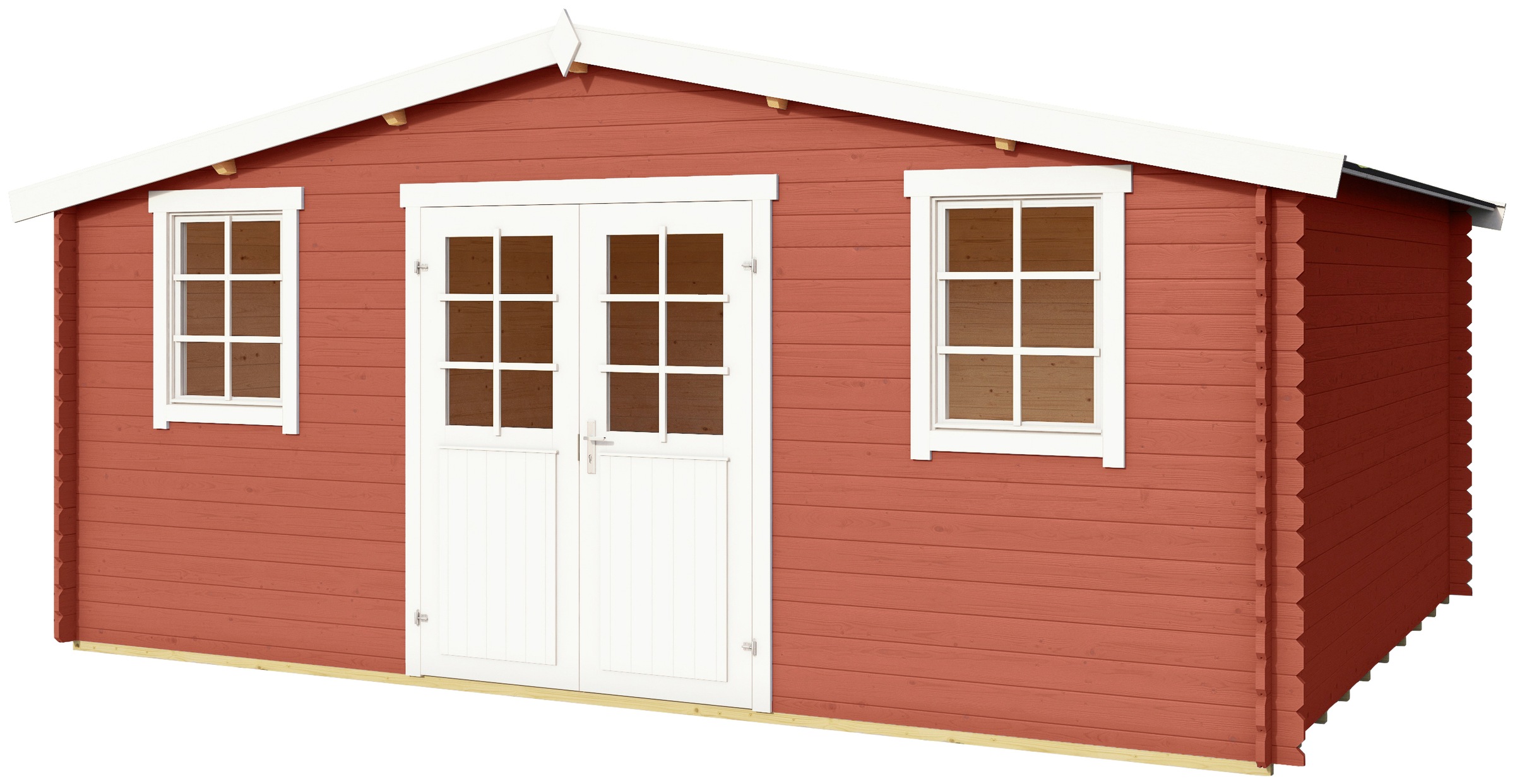 LASITA MAJA Gartenhaus "Wels 5" Blockbohlenhaus 28mm, Fundamentmass 5100x4000, Schwedenrot