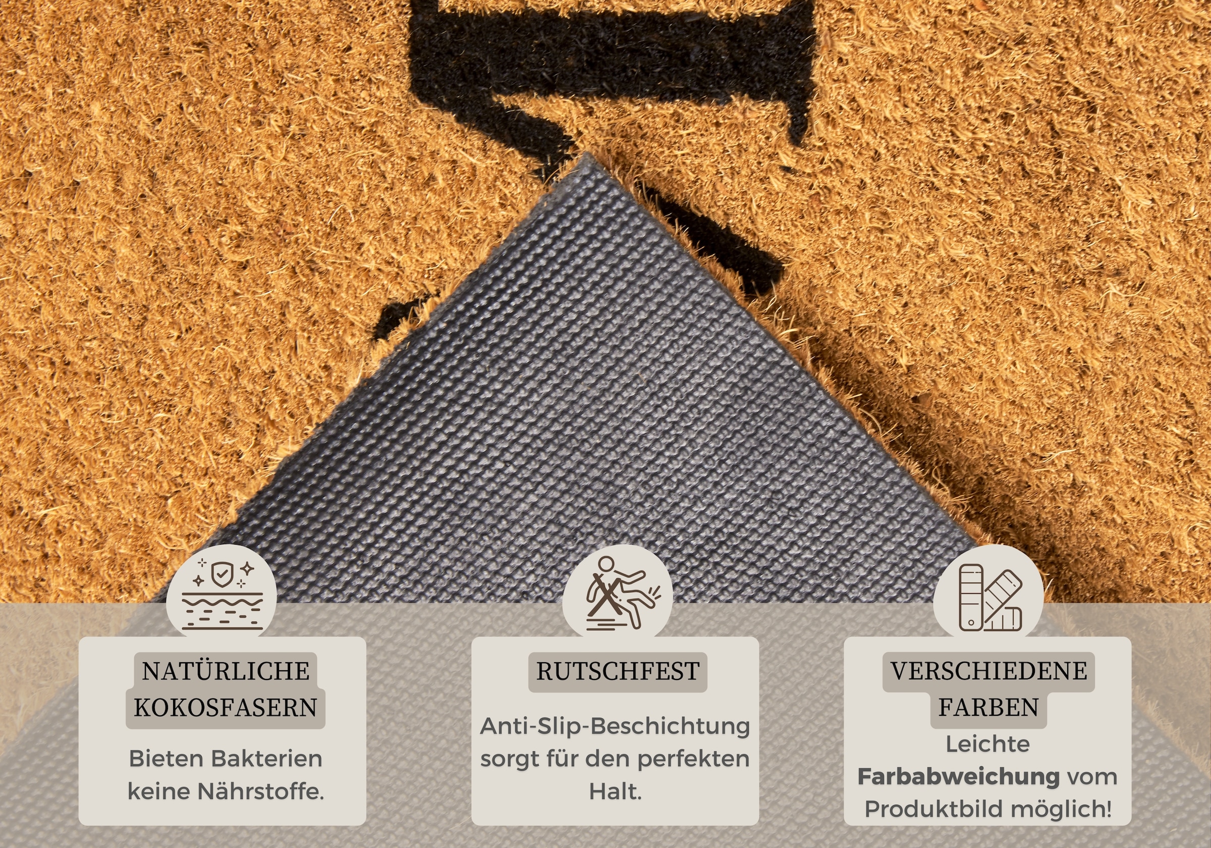 HANSE Home Fußmatte »Home, Türmatte«, rechteckig, 15 mm Höhe, Kokos, Schmutzfangmatte, Outdoor, Rutschfest, Innen, Kokosmatte, Flur