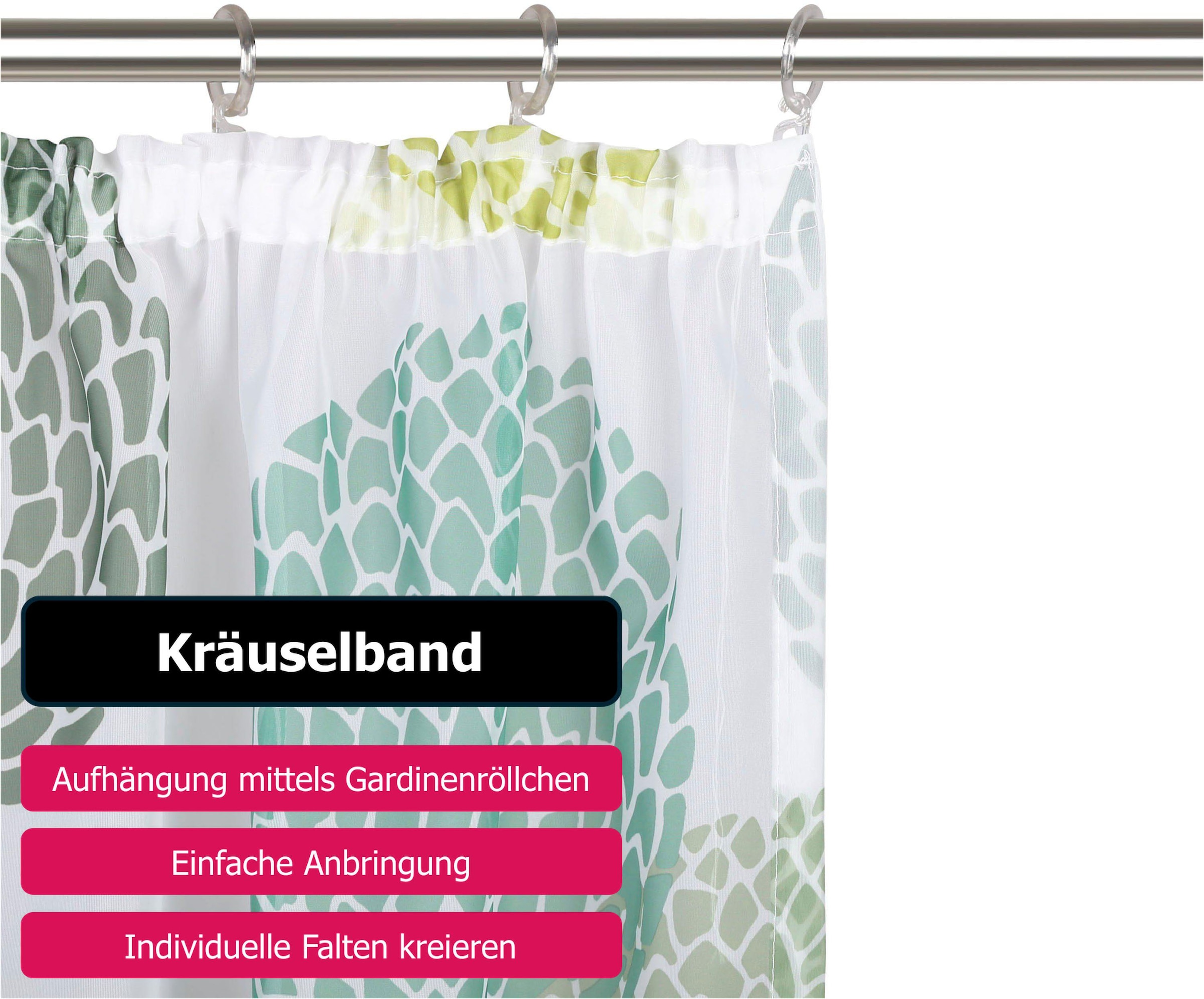 my home Gardine »Belem«, (1 St.), 1 bzw. 2 Schals, Vorhang, Fertiggardine, Kreise