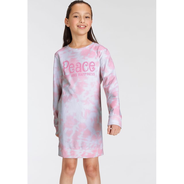 KIDSWORLD Sweatkleid »Peace Love and Happiness«, Batikmuster kaufen | BAUR