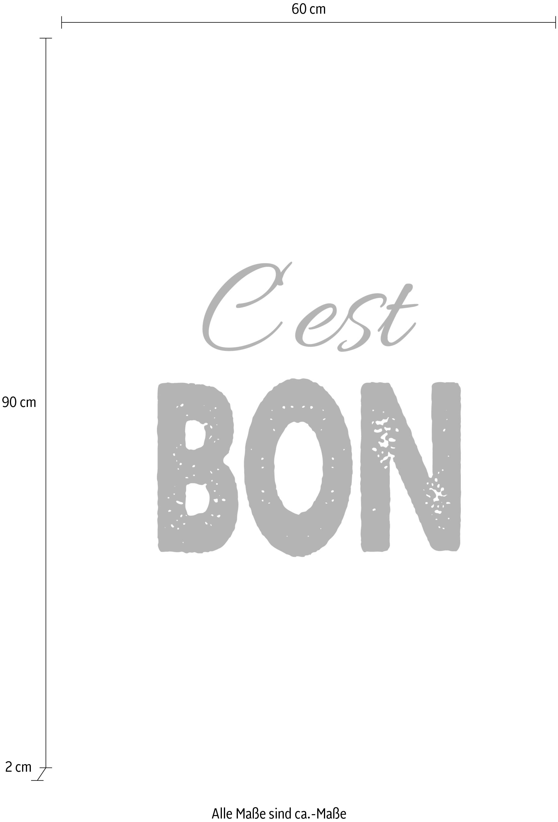 queence Leinwandbild »Spruch C'est Bon«, Kunst-Modern-Spa-Spa Bilder-Sprüche-Sprüche & Texte-Schriftzug-Schriftzüge-Schwarz-Weiß, Premium-Leinwandstoff, Handarbeit aus Deutschland
