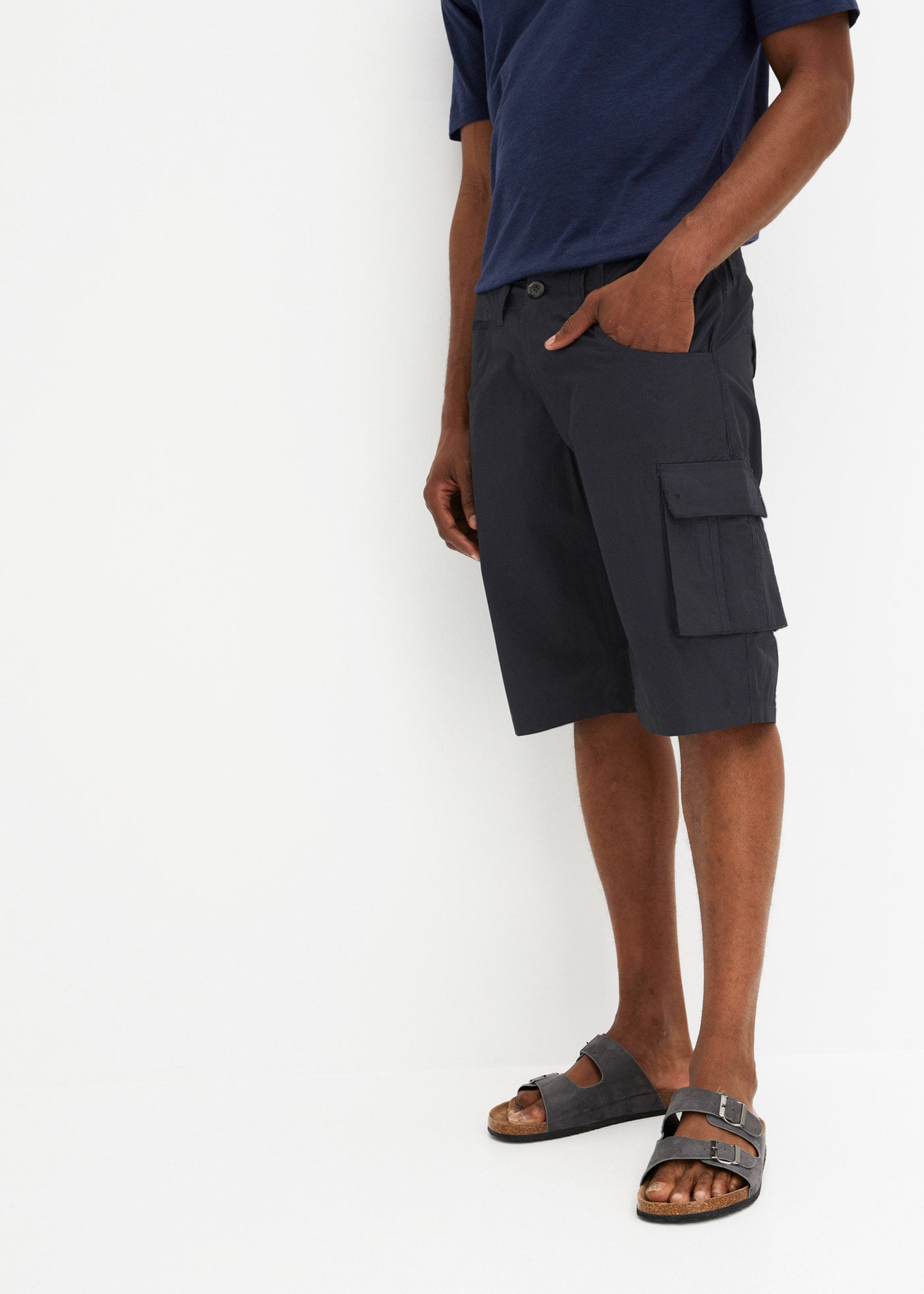 bonprix Cargobermudas  aus Baumwolle, Relaxed Fit, mit Minimalmuster, im Casual Stil
