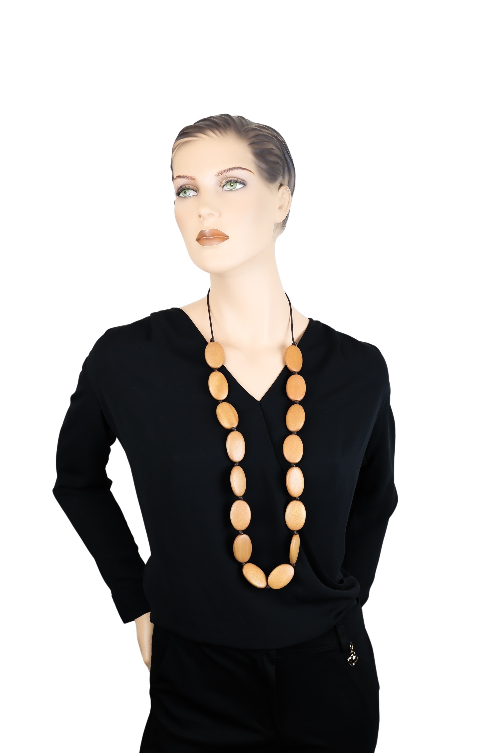 COLLEZIONE ALESSANDRO Lange Kette »Charu« flache Holzperlen