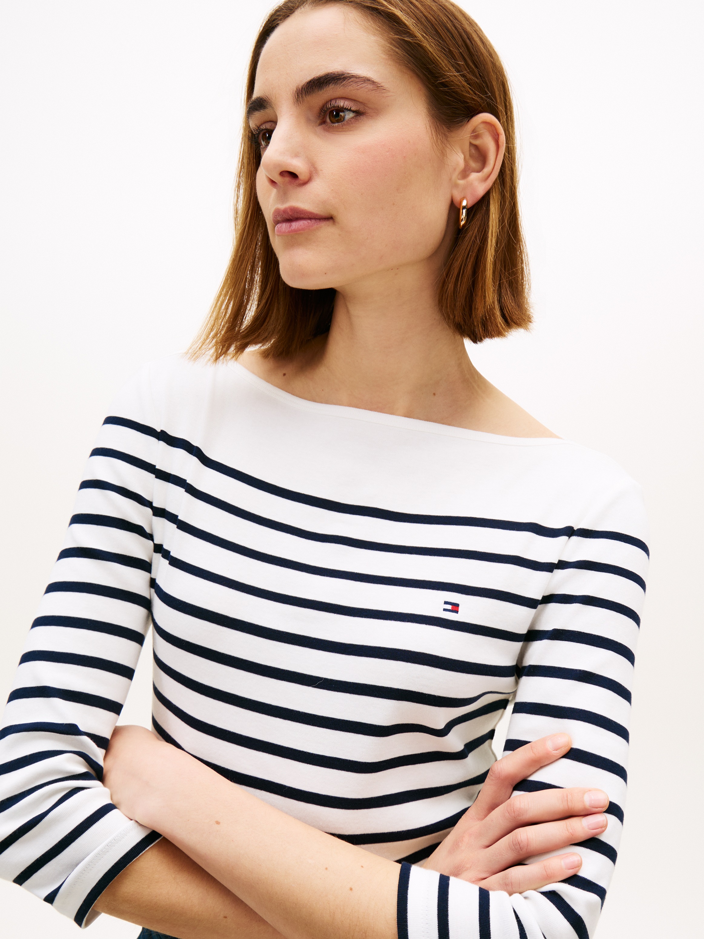 Tommy Hilfiger 3/4-Arm-Shirt "NEW CODY SLIM BOAT-NECK" mit Logostickerei günstig online kaufen