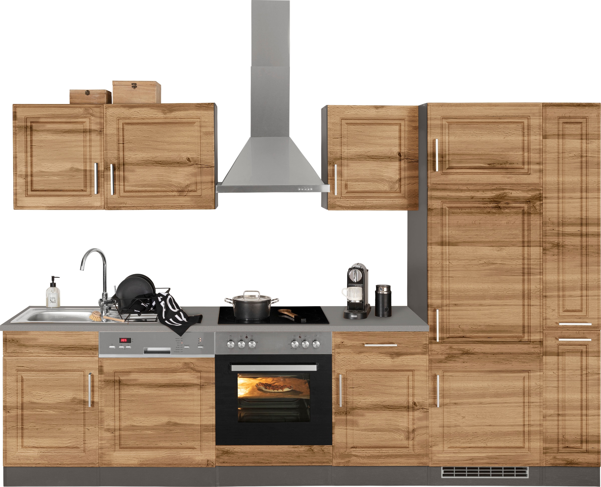 HELD MÖBEL Küchenzeile "Stockholm", Breite 310 cm, mit hochwertigen MDF Fro günstig online kaufen