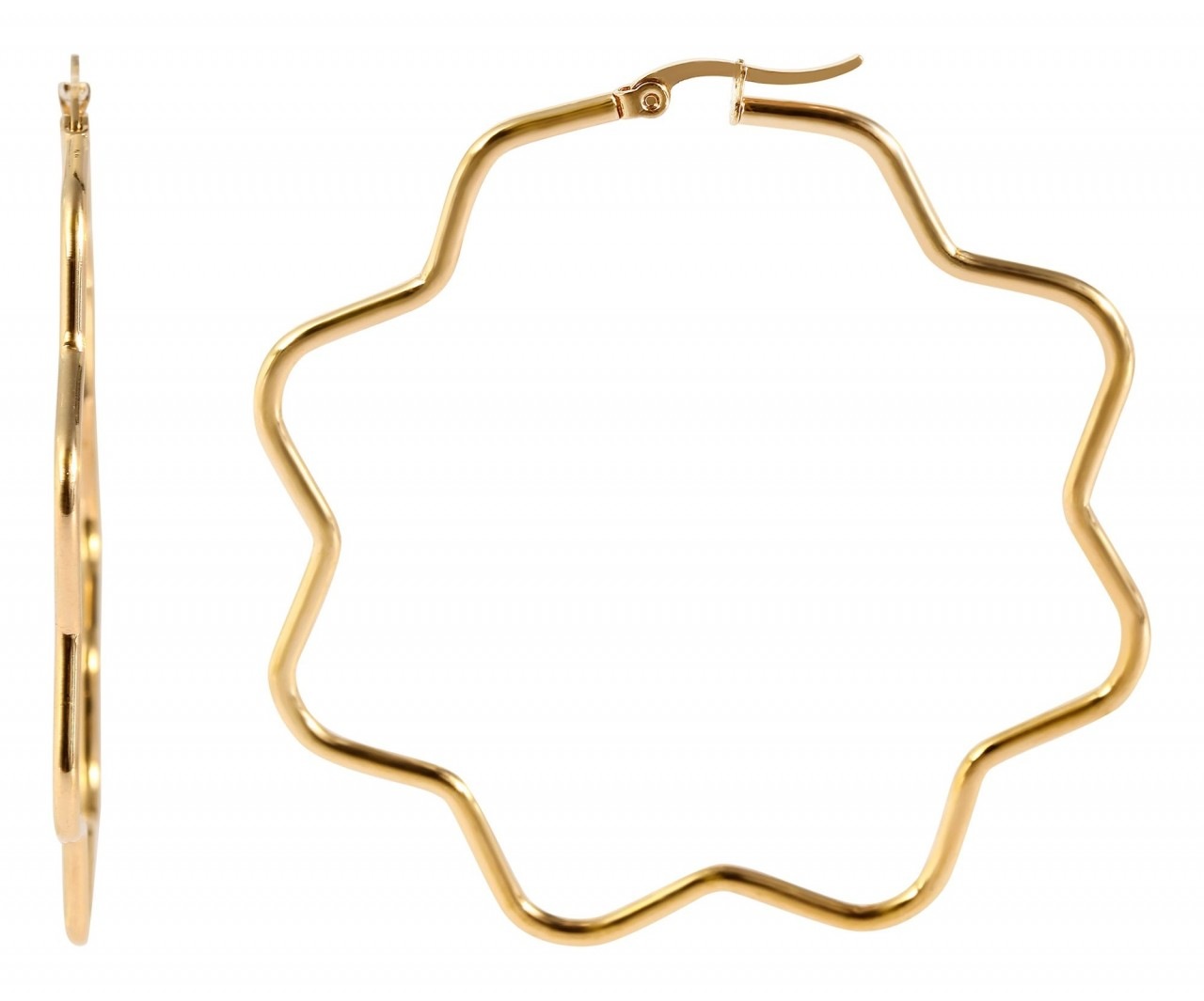 Adelia´s Paar Creolen »Damen Creolen aus poliertem Edelstahl mit Blume - - Ø 65 mm«