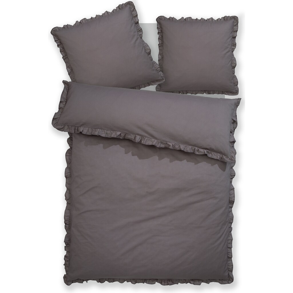 Home affaire Bettwäsche »Violetta«, (2 tlg.), atmungsaktiv, soft, Flächengewicht 115 g/m², hergestellt aus 100% Baumwolle, unterstützt Cotton made in Africa, Bett- und Kopfkissenbezug mit Reißverschluss, Renforcé Qualität