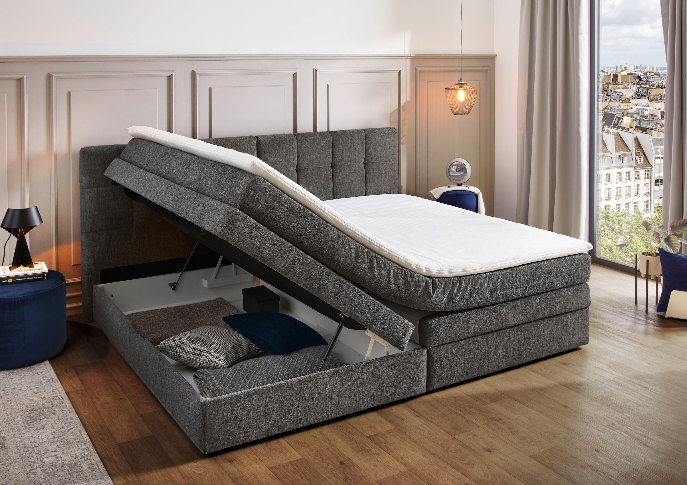Jockenhöfer Gruppe Boxspringbett »Casa Grande in der Breite 240cm, Familienbett mit riesigem Bettkasten«, 7-Zonen-TTFK-Matratze, KS-Topper, verschiedene Härtegrade wählbar